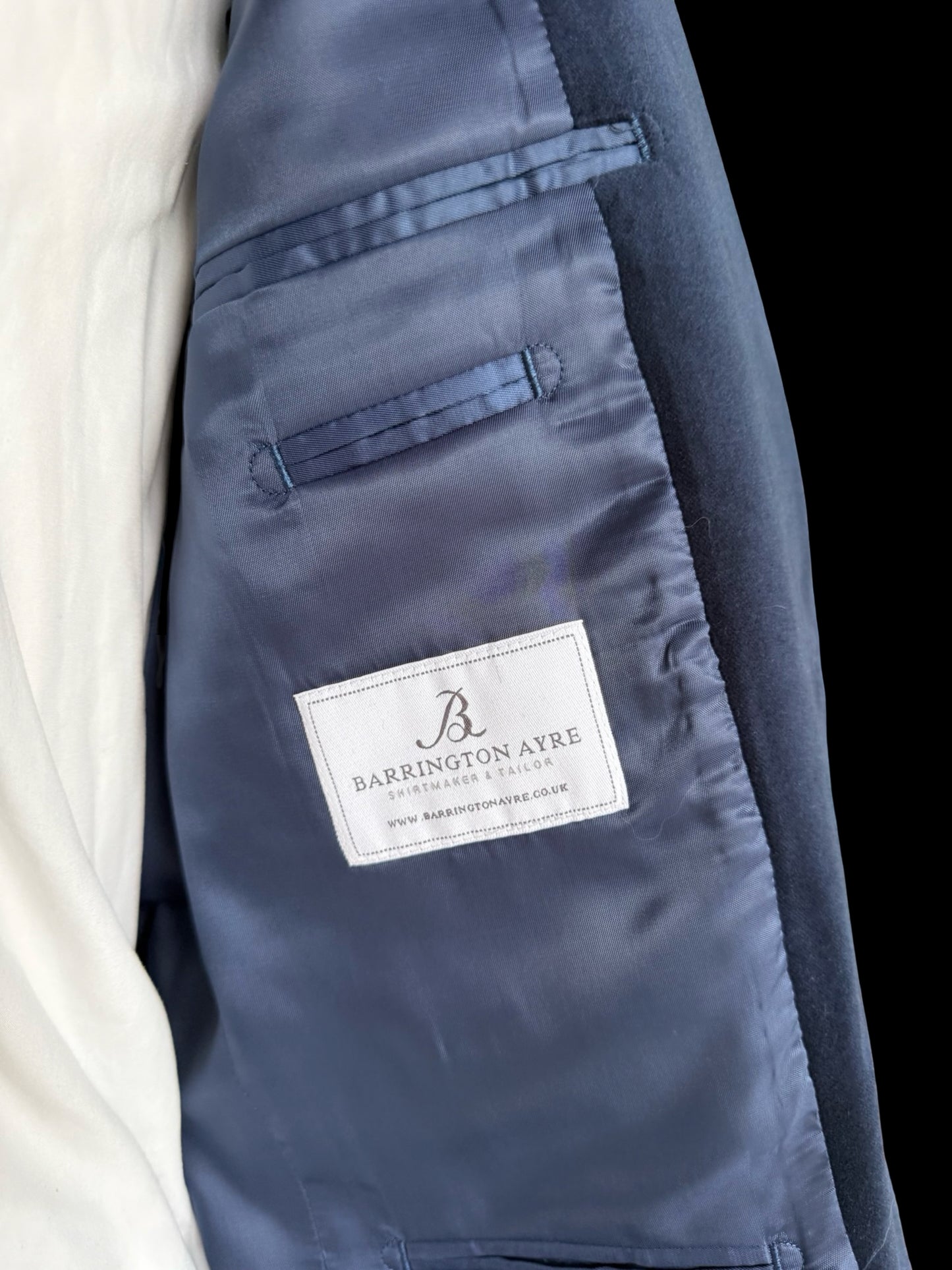 BNWT Barrington & Ayre Navy Blue Velvet Jacket 42R RRP £395 Brisbane Moss