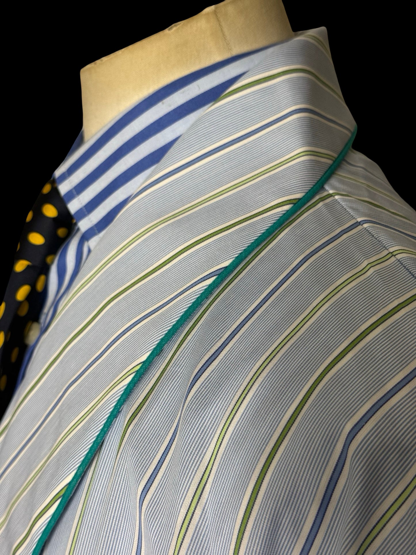 Turnbull & Asser Dressing Gown Size XL Light Blue Striped Poplin Cotton RRP £350