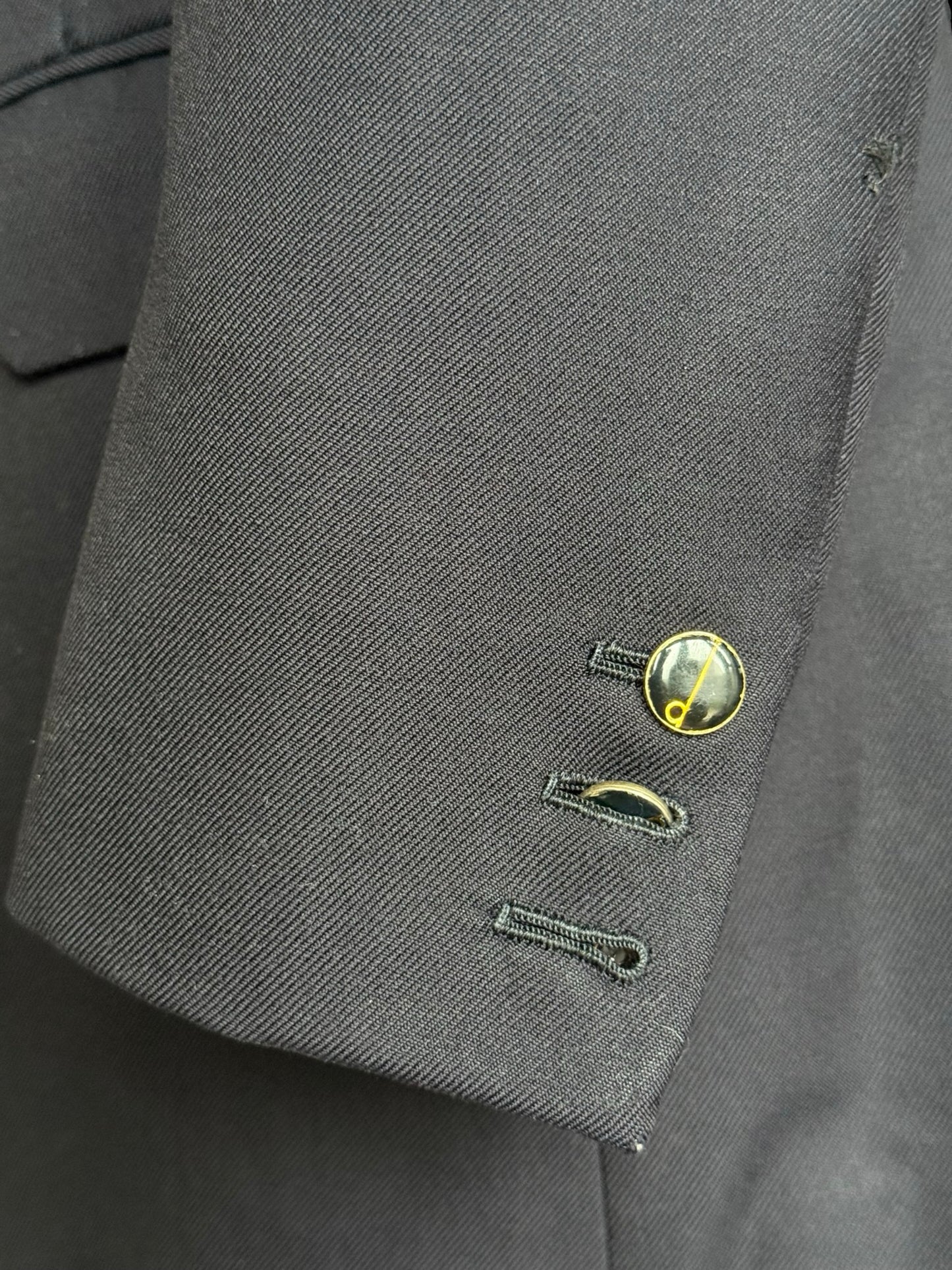 Vintage Huntsman Savile Row Navy Double Breasted Blazer 40 Dunhill Onyx Buttons