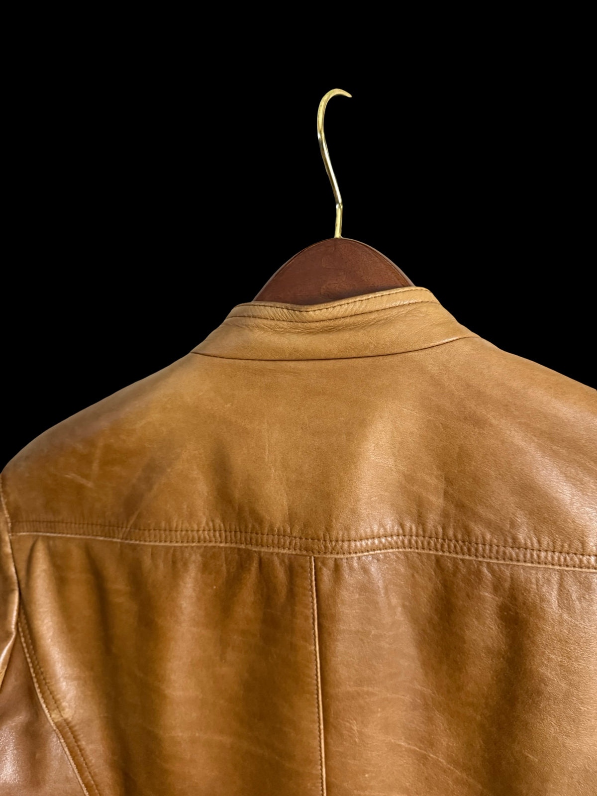 Vintage Womens Prada Racer Leather Jacket IT46 Light Brown