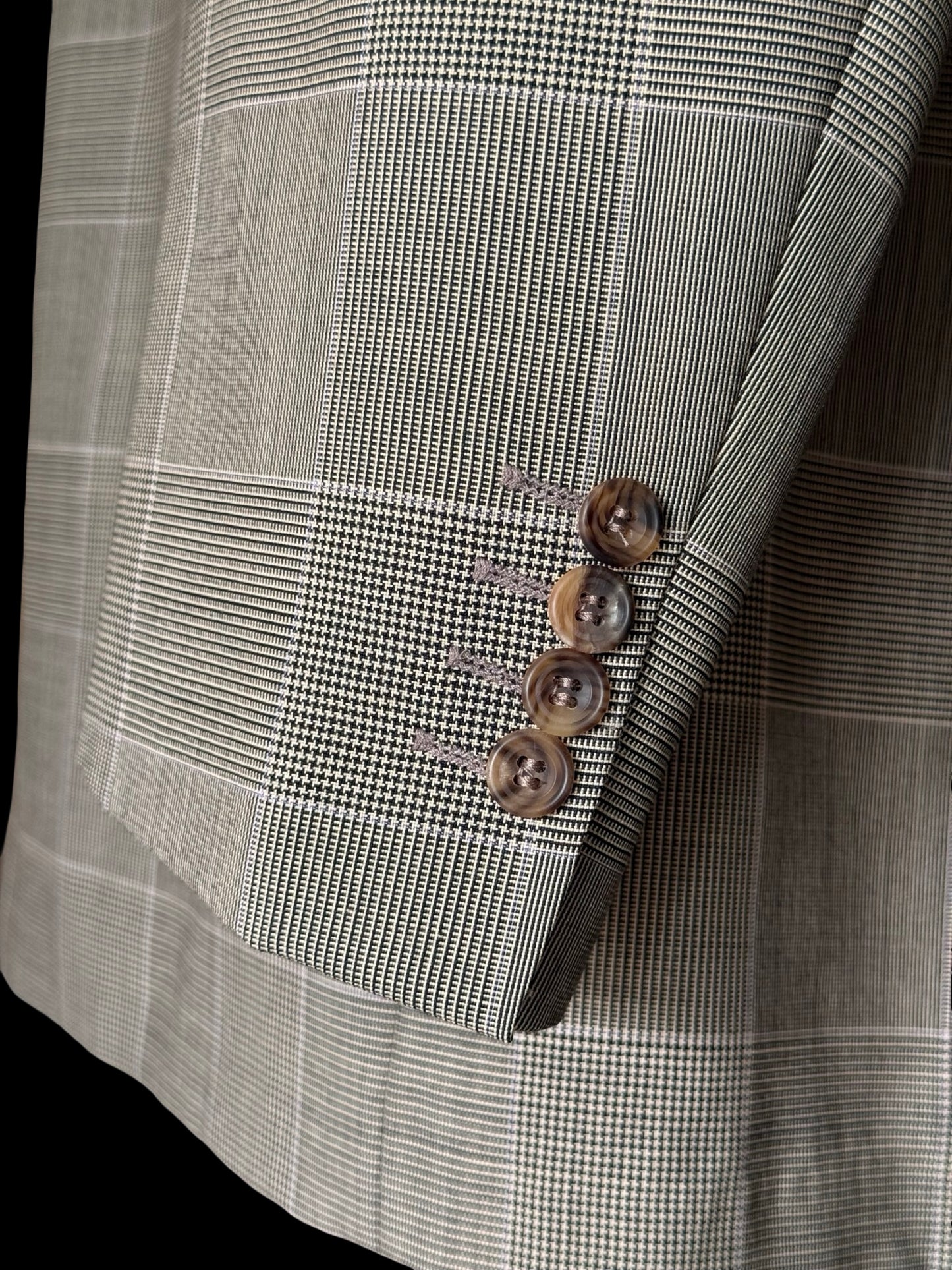 Chester Barrie Savile Row Grey Glen Plaid Check Suit 46R/ W40” Grey Wool Mohair