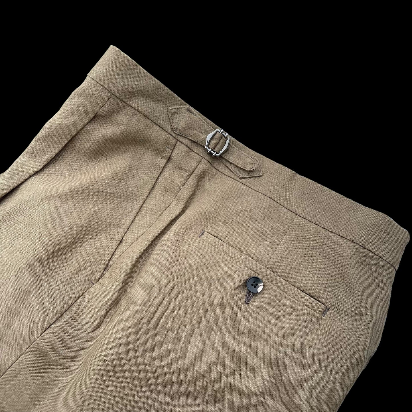 Natalino Single Pleat Linen Trousers 50L UK 34” Biscuit Brown Irish Linen