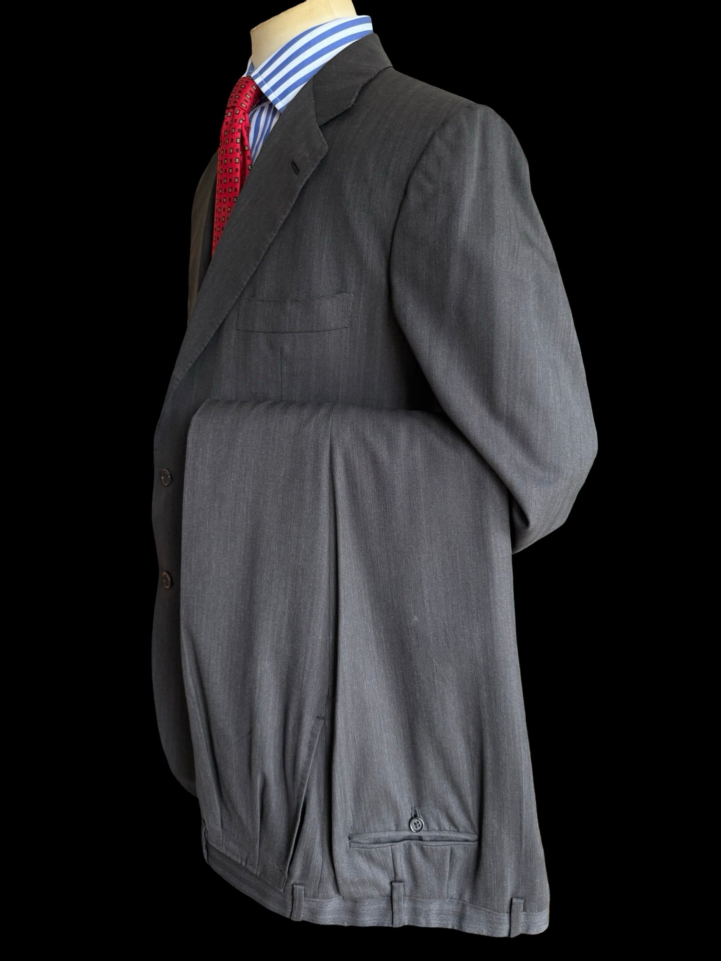 Kiton Grey Herringbone Suit 44L / W38L Diamante Blu Super 150’s 2 Roll 3