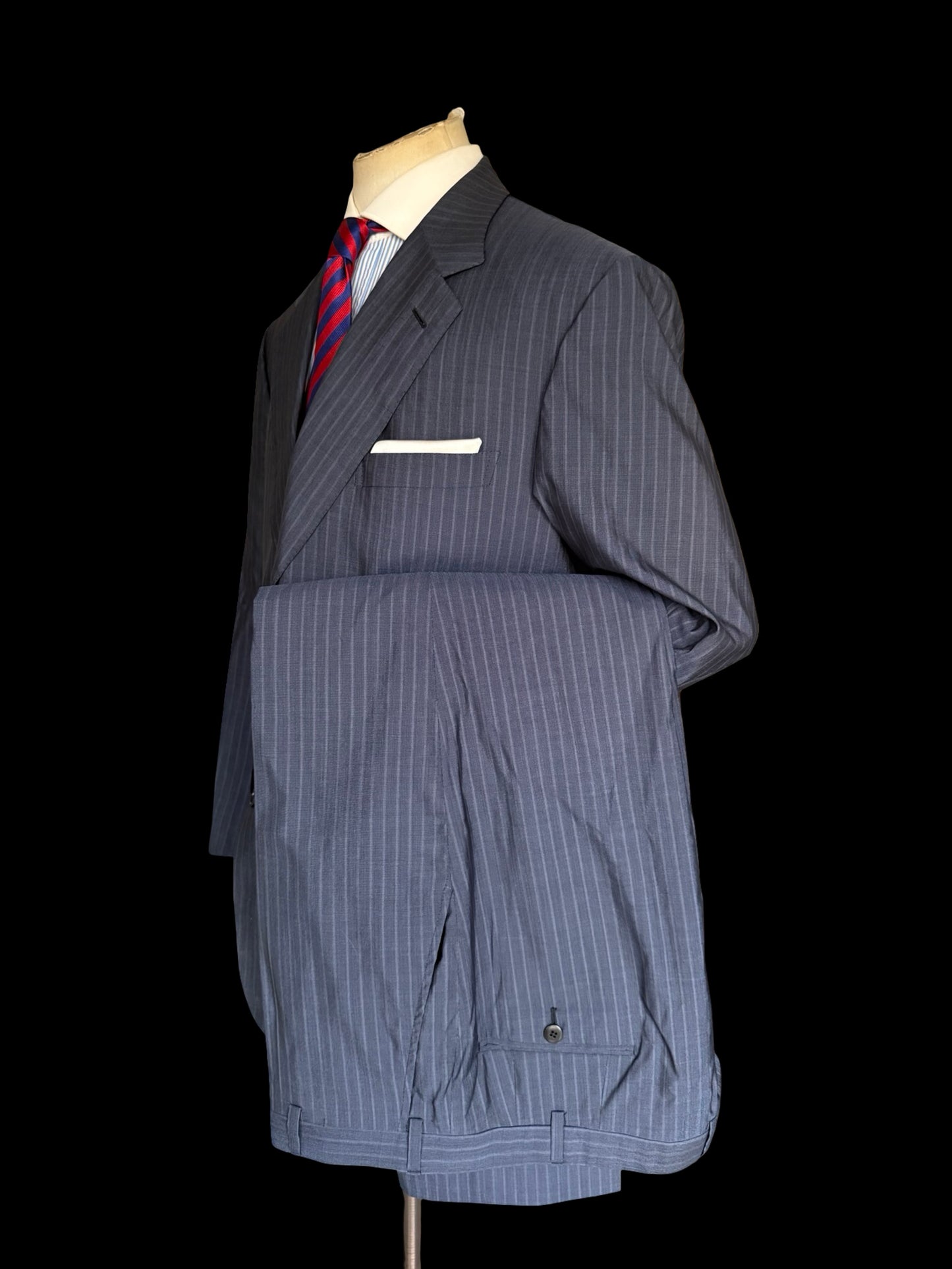Brioni Navy Pinstripe Senato Suit 48R / W40R Wool Silk RRP £4k