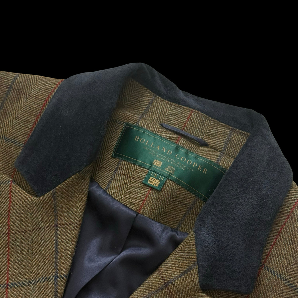 Women’s Holland Cooper Tweed Riding Jacket UK14 Glen Green RRP £399