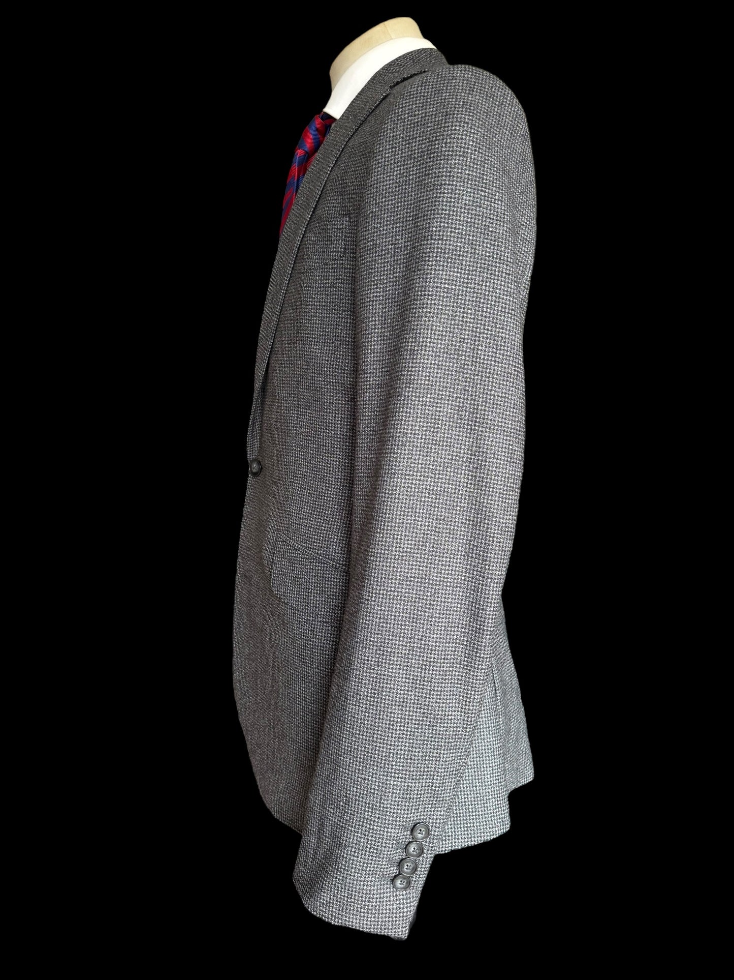 Clements & Church Drago Swing Wool Suit 38L / W32L Slim Fit Grey Houndstooth MTM