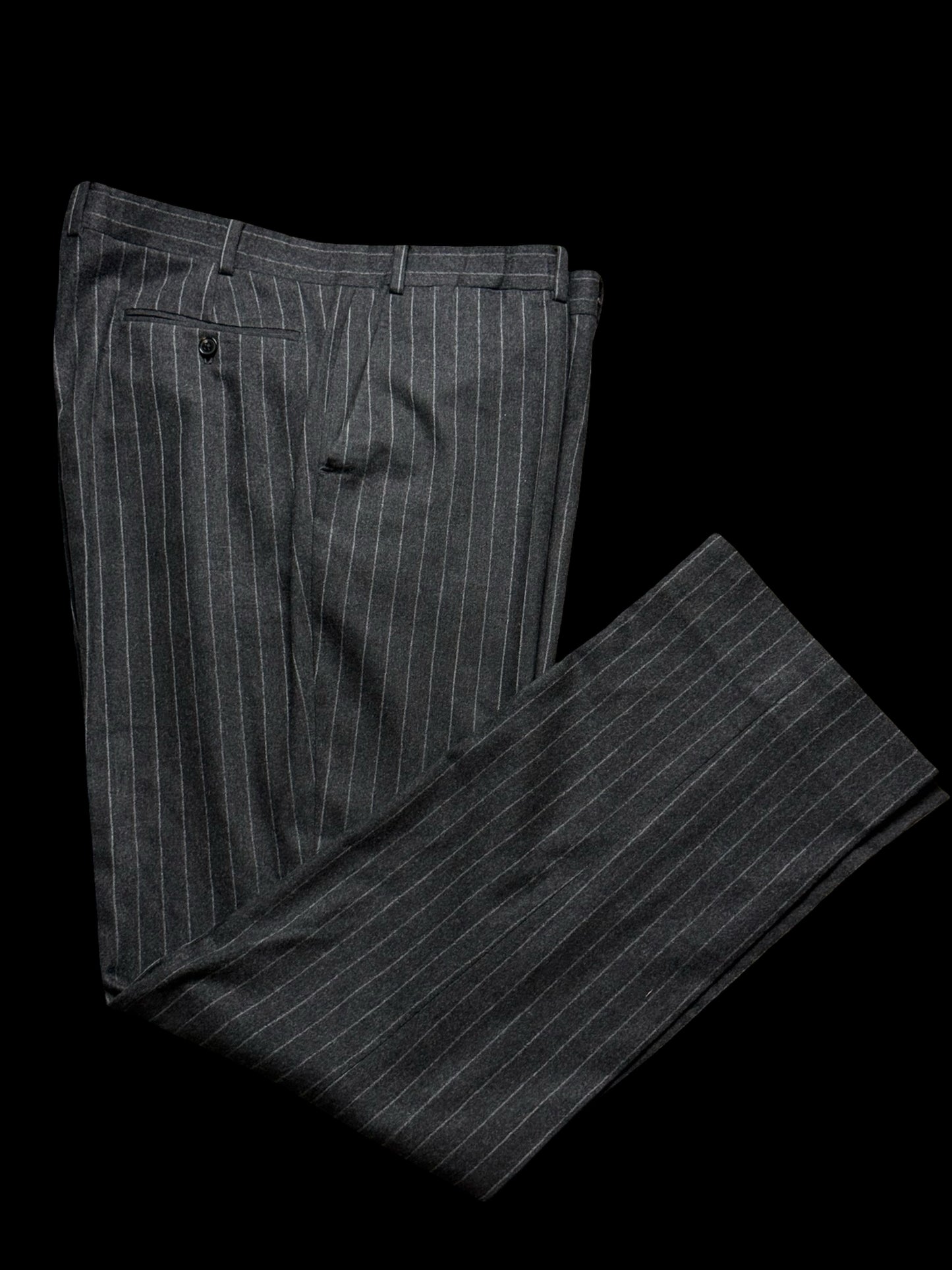 GIEVES & HAWKES Grey Flannel Chalk Stripe Suit Size 46L/ W40L Savile Row