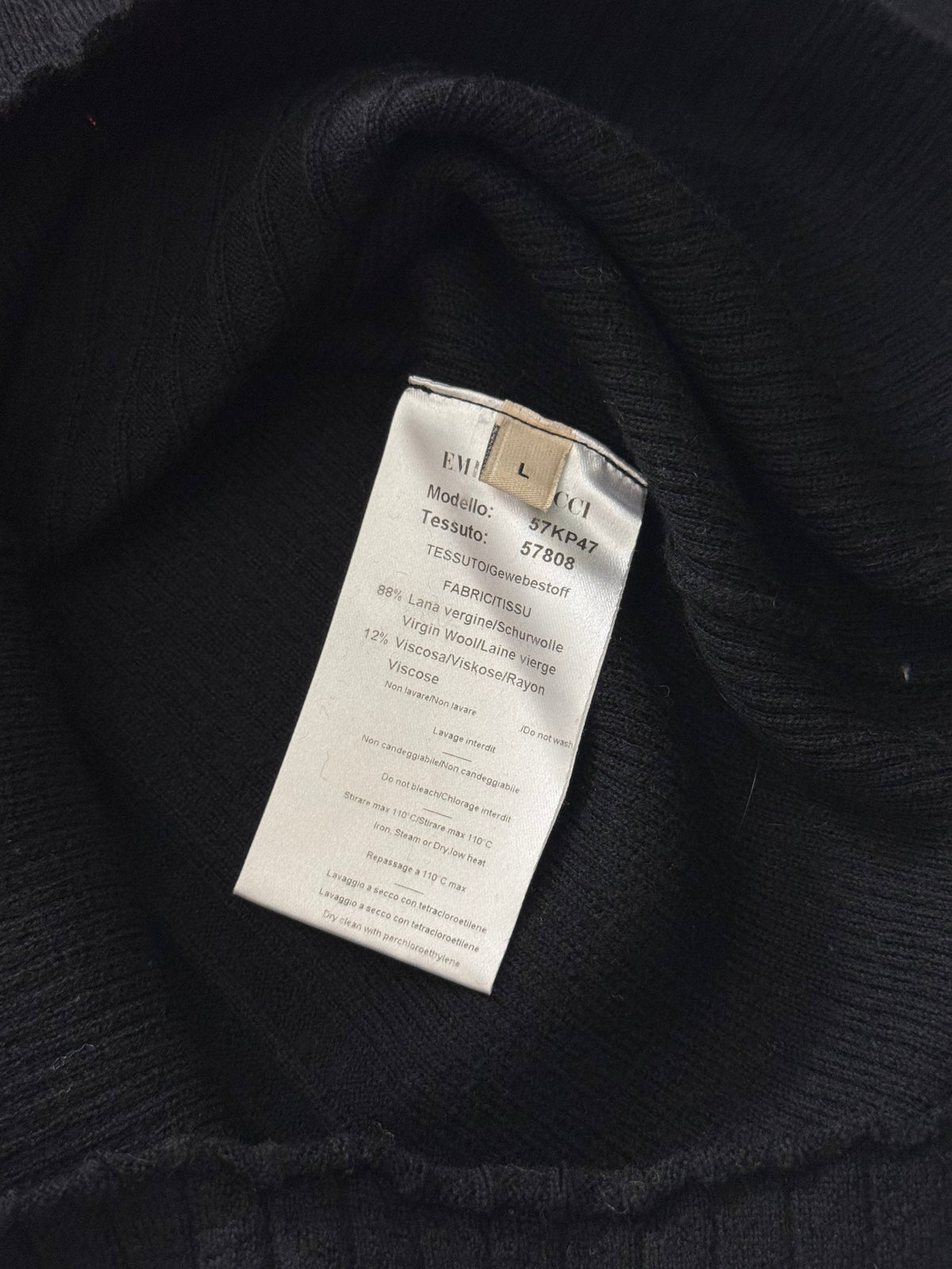Emilio Pucci Roll Neck Wool Jumper Size Large Striped Fine Knit