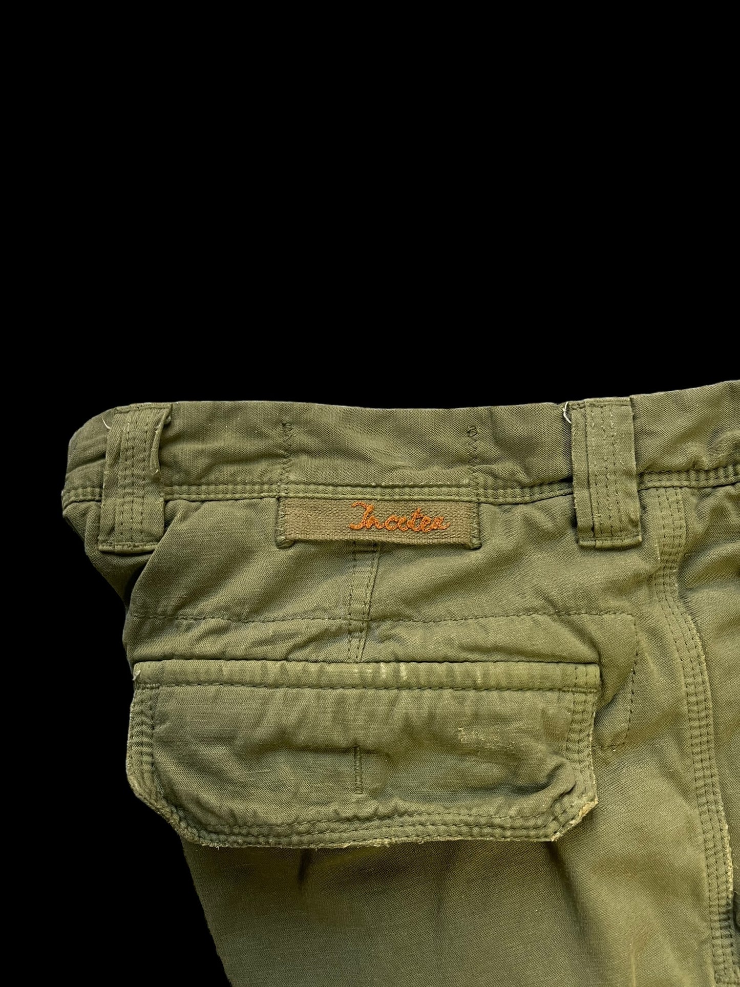 Incotex Slacks Cargo Trousers 34” Khaki Green Cotton Linen