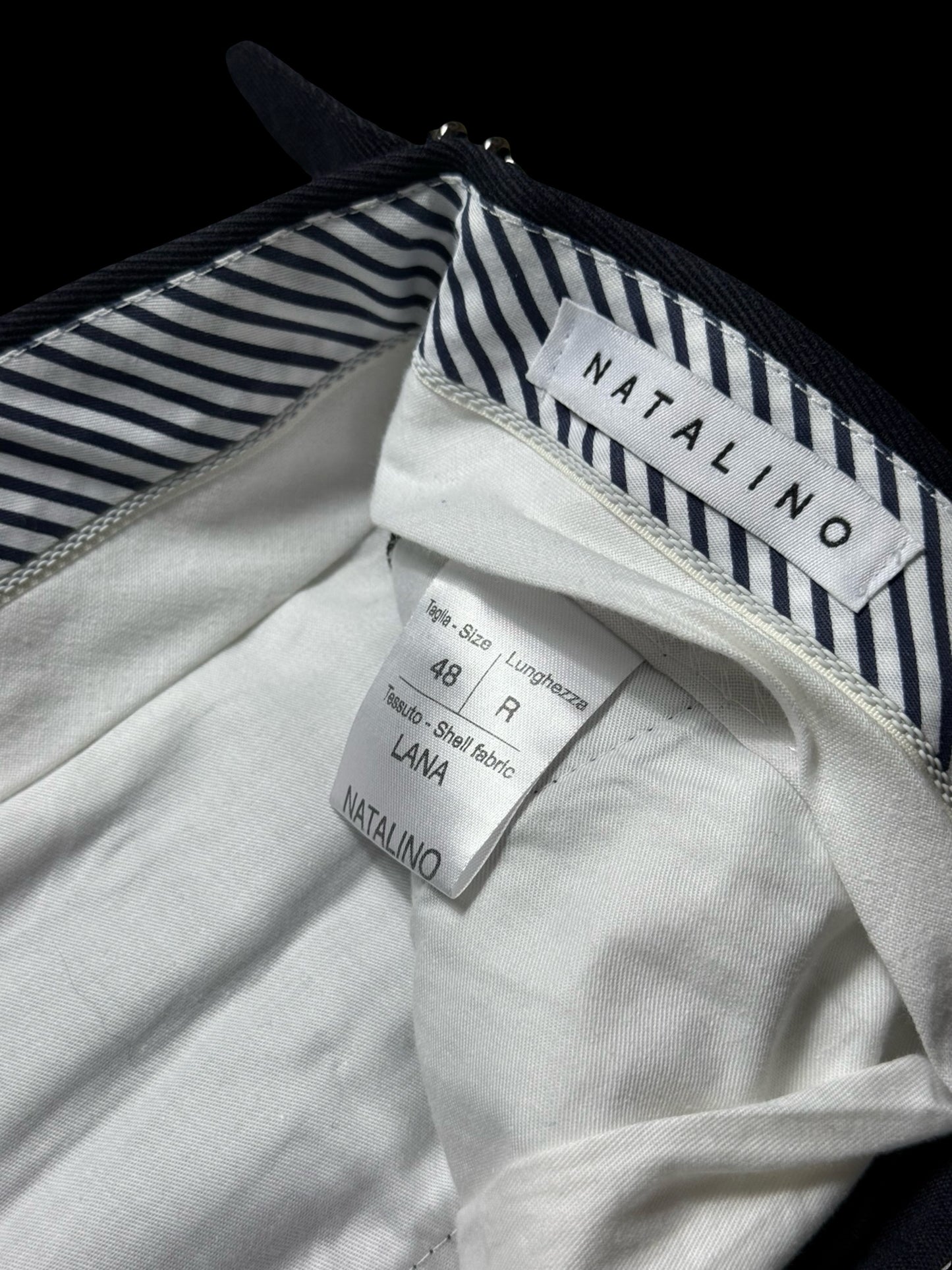 Men’s Natalino Navy Cavalry Wool Twill Pleat Front Trousers W32S RRP £205