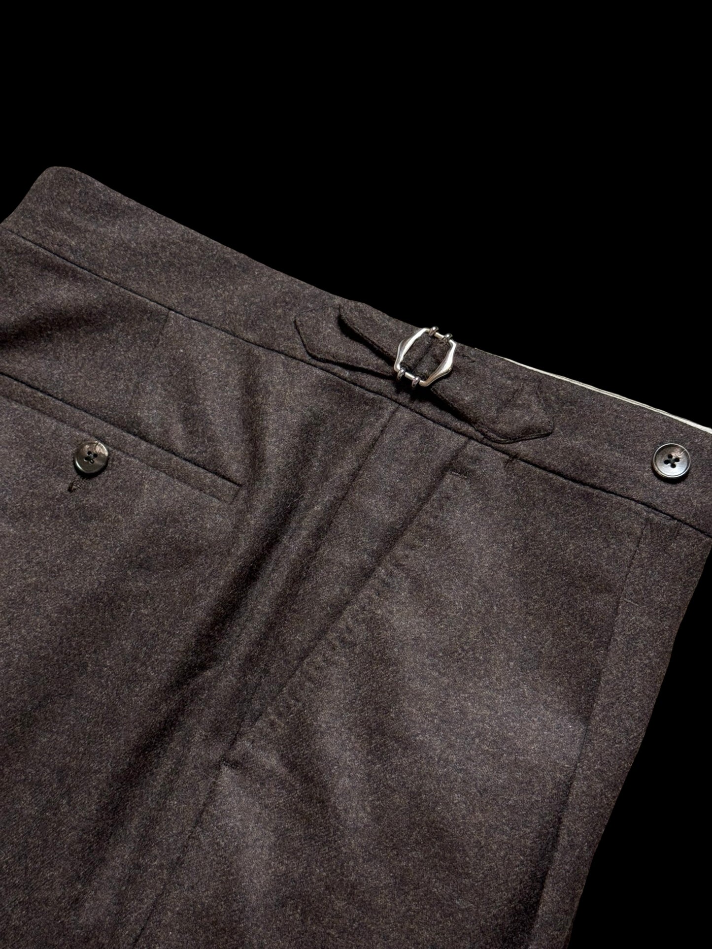 Men’s Natalino Brown Flannel Pleat Front Trousers W32S RRP £195