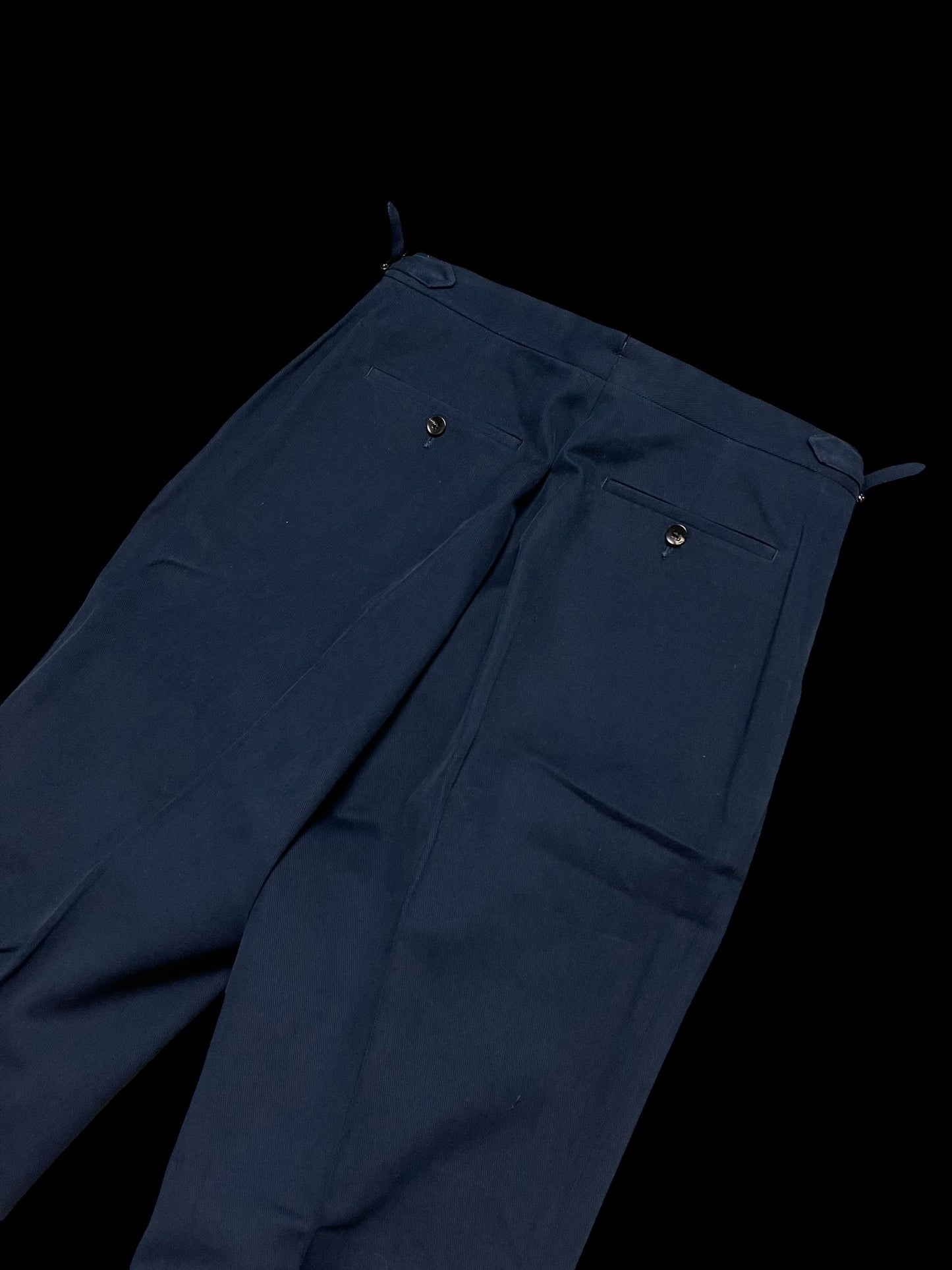 Natalino Pleat Front Trousers 32” Brushed Cotton Navy Unhemmed