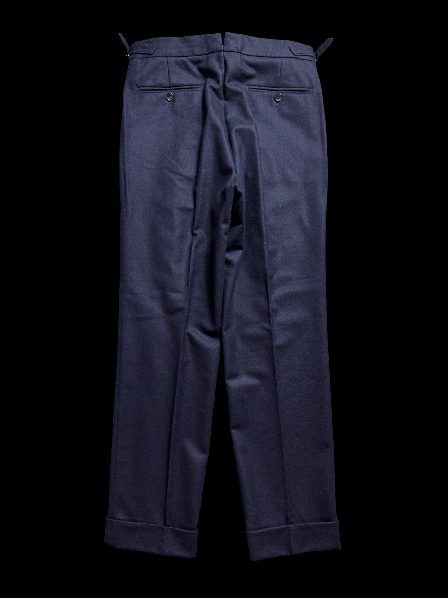 Natalino Navy Blue Flannel Pleat Front Trousers W30S RRP £195