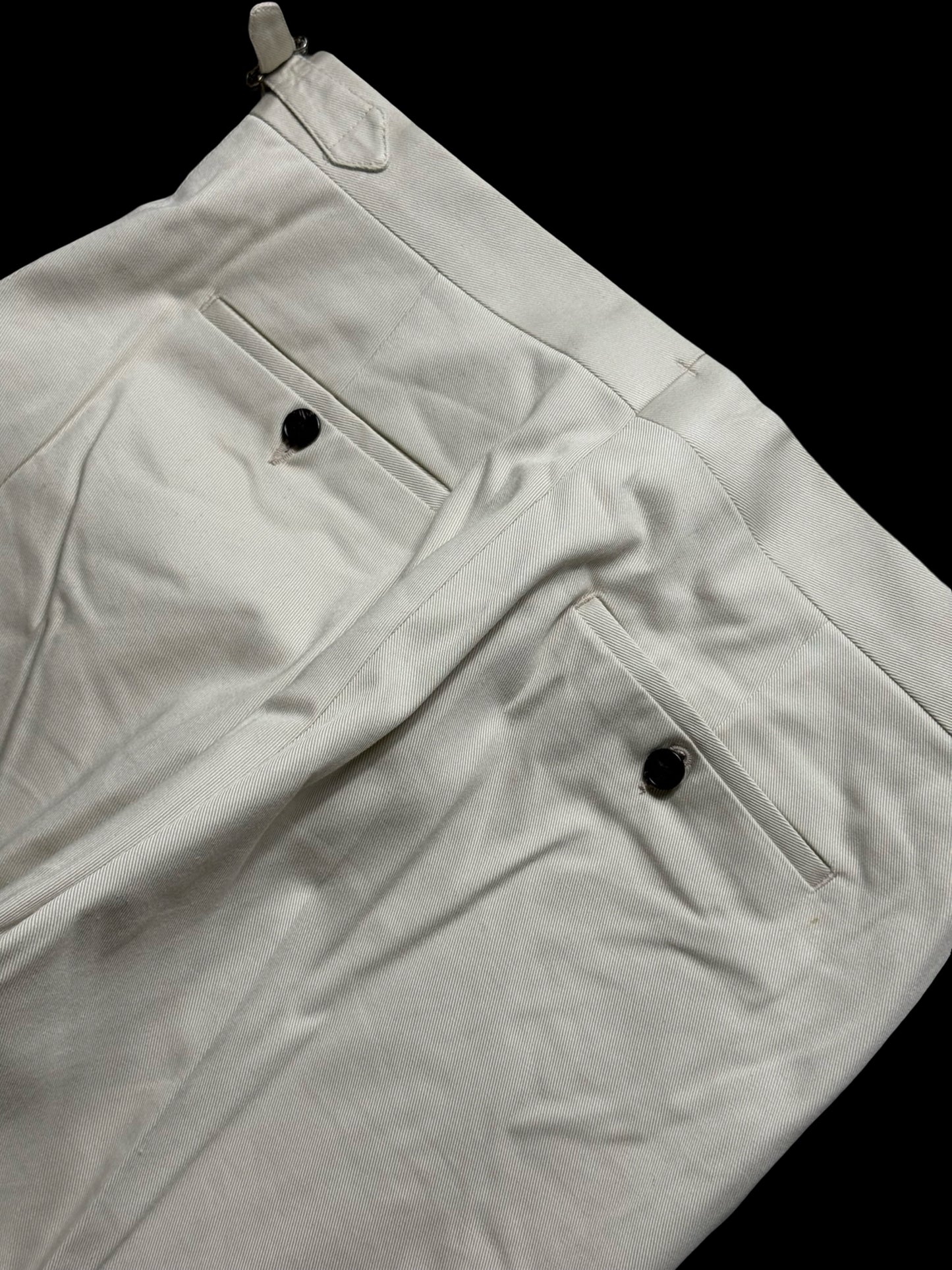 Natalino Cream Cotton Drill Pleat Front Trousers W32S RRP £165