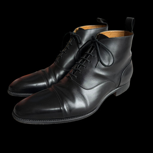 Men’s Herring By Carlos Santos Ankle Boots UK 10 E Cap Toe Black Goodyear Welted