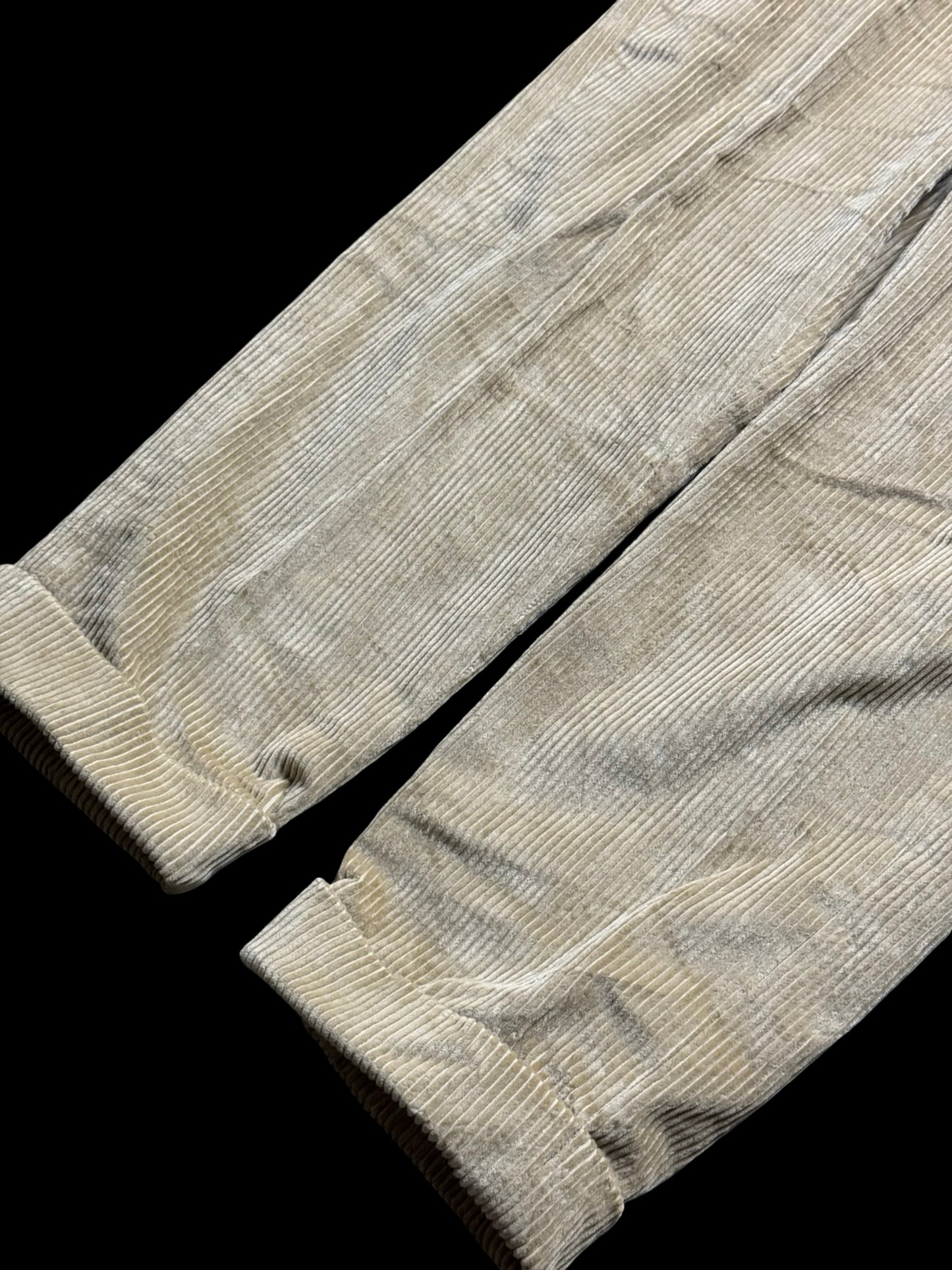 Natalino Sand Corduroy Pleat Front Trousers W32S Drawstring Elasticated Waist