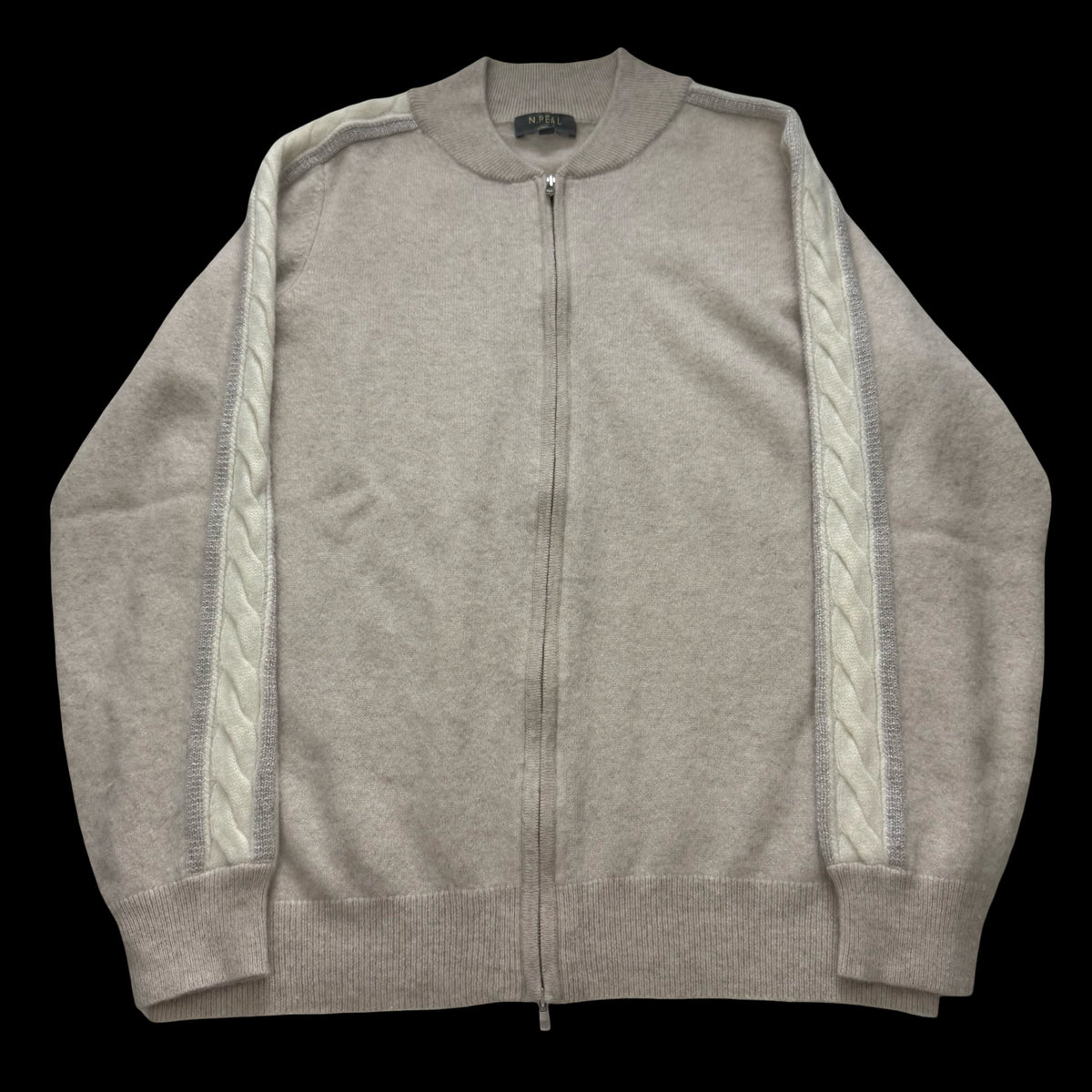 Women’s N Peal Beige Cashmere Full-Zip Jumper Large RRP £325