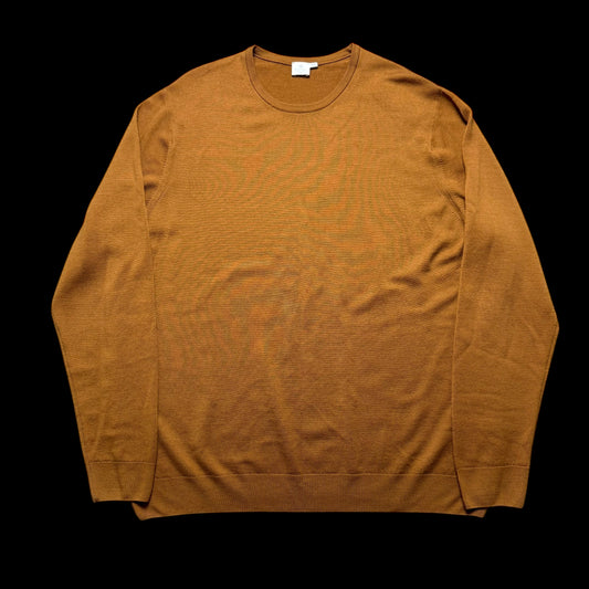 Men’s Sunspel Merino Wool Jumper XXL 2XL Mustard Crew Neck