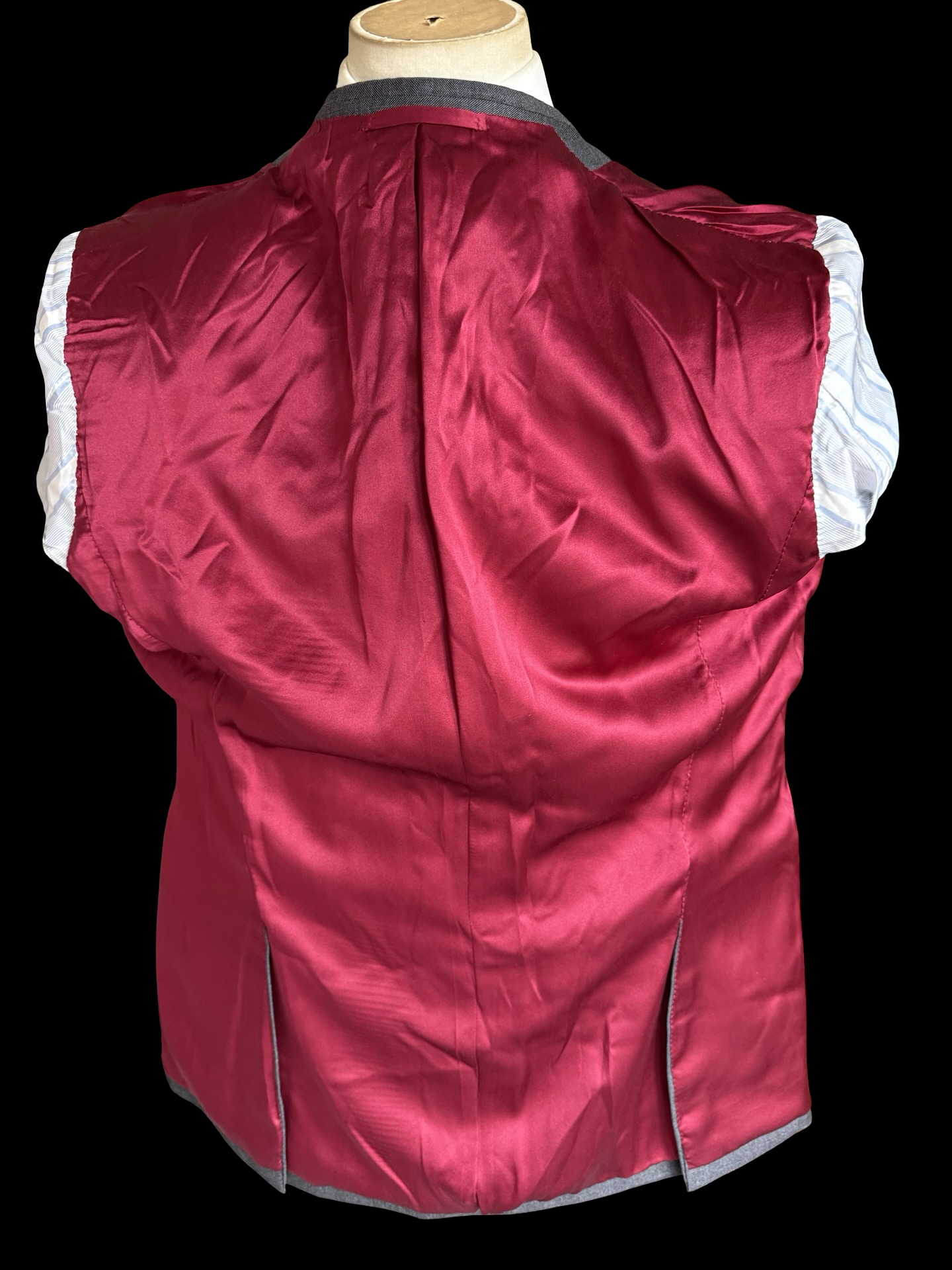 Bespoke Kent & Haste Savile Row Double Breasted Grey Blazer 44S/R Silk Lined