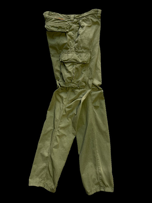 Incotex Slacks Cargo Trousers 34” Khaki Green Cotton Linen