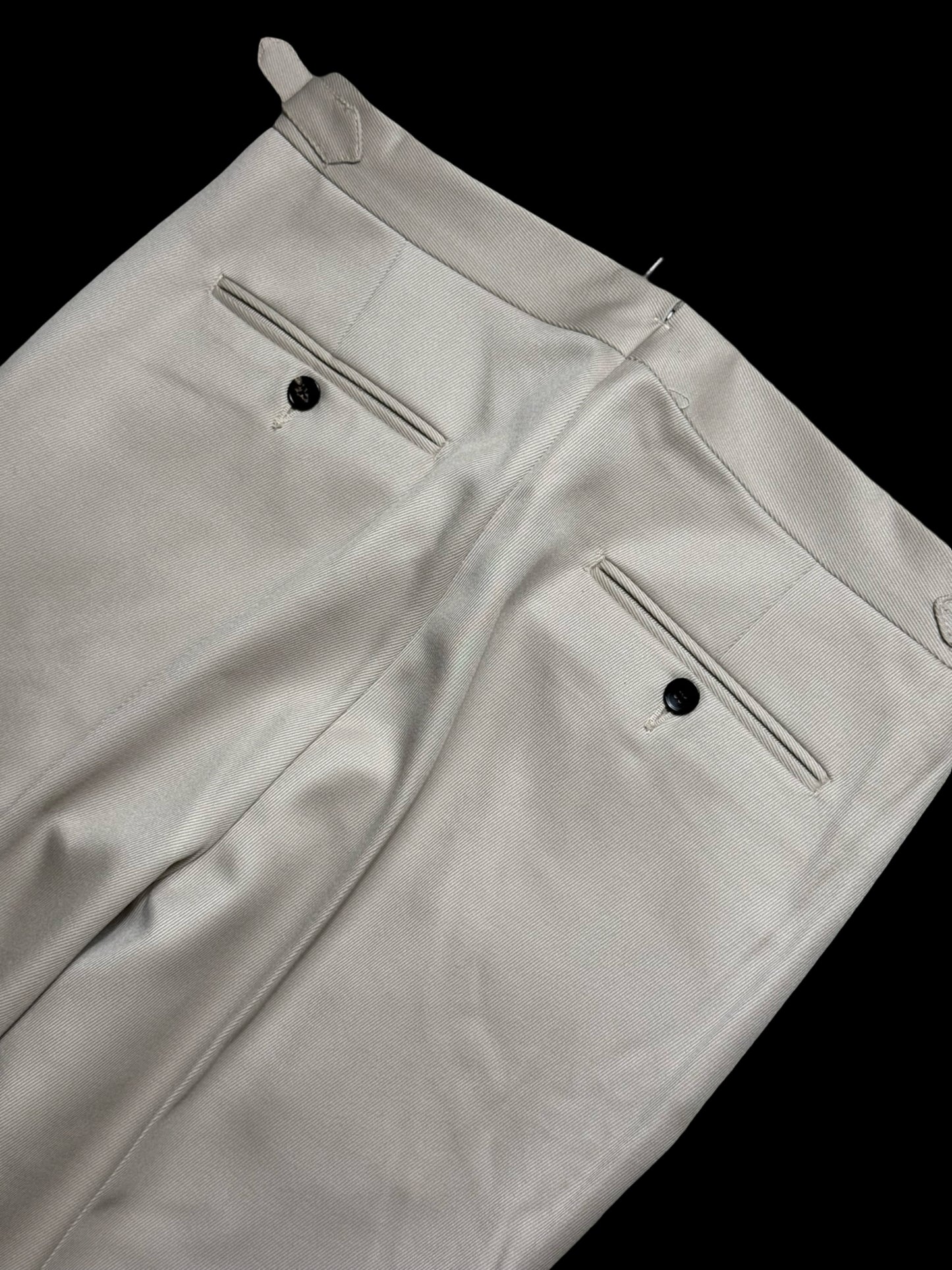 Men’s Natalino Stone Cavalry Wool Twill Pleat Front Trousers W32S RRP £205