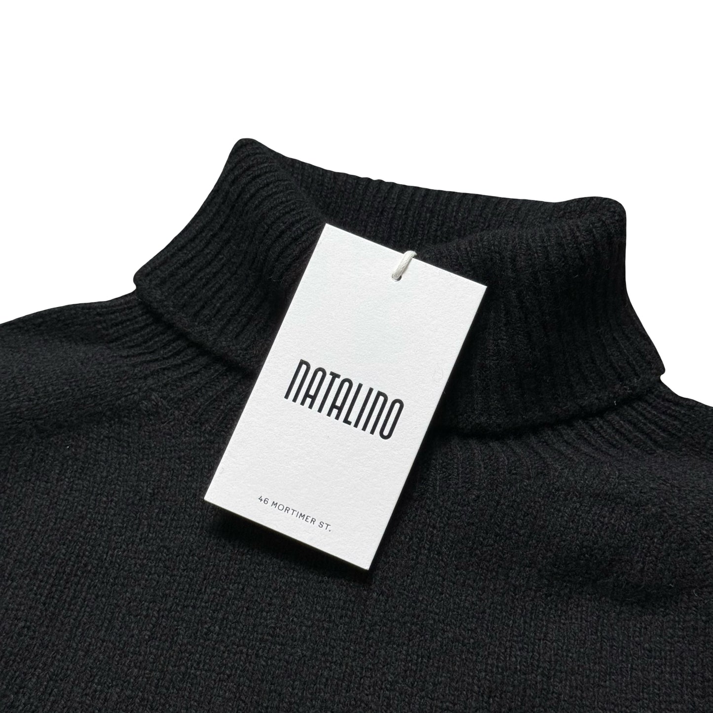 BNWT Natalino Superfine Wool Roll Neck Jumper Black Blue Size Small RRP £185