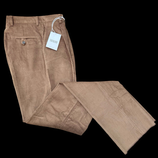 BNWT Natalino Brown Corduroy Pleat Front Trousers W30” RRP £190