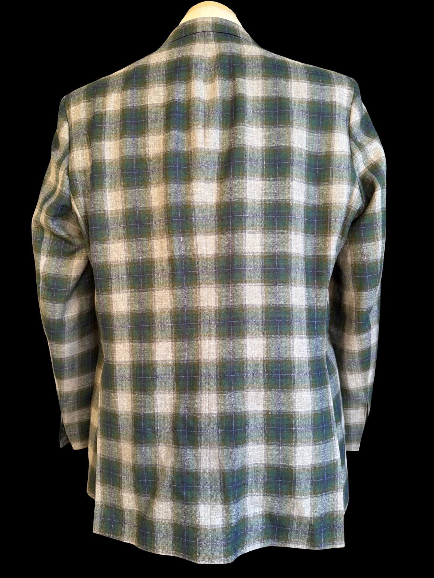 Bespoke Holland & Sherry Crystal Springs Check Sport Coat 46R Grey Green Purple