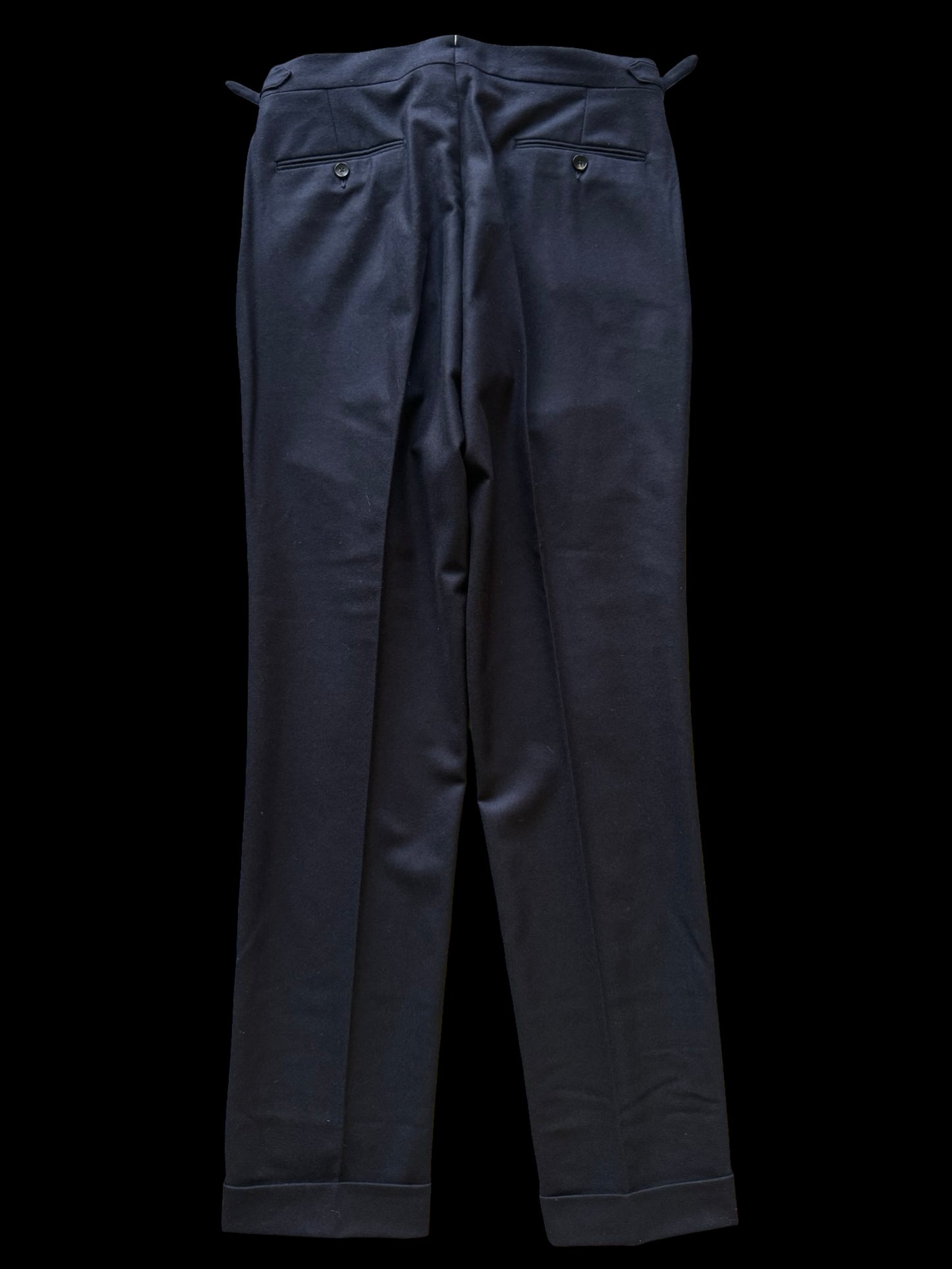 Natalino Navy Blue Flannel Pleat Front Trousers 32x33” RRP £195