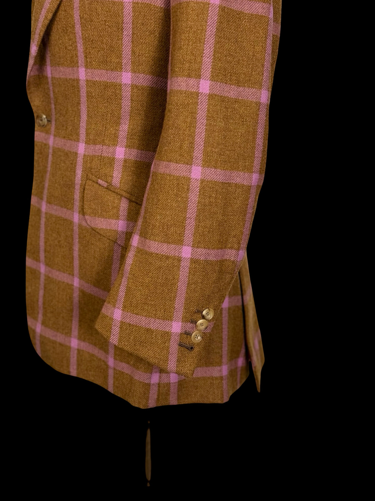 Bespoke Couch & Hoskin Savile Row Tweed Suit 38R / W34” Brown Pink Check