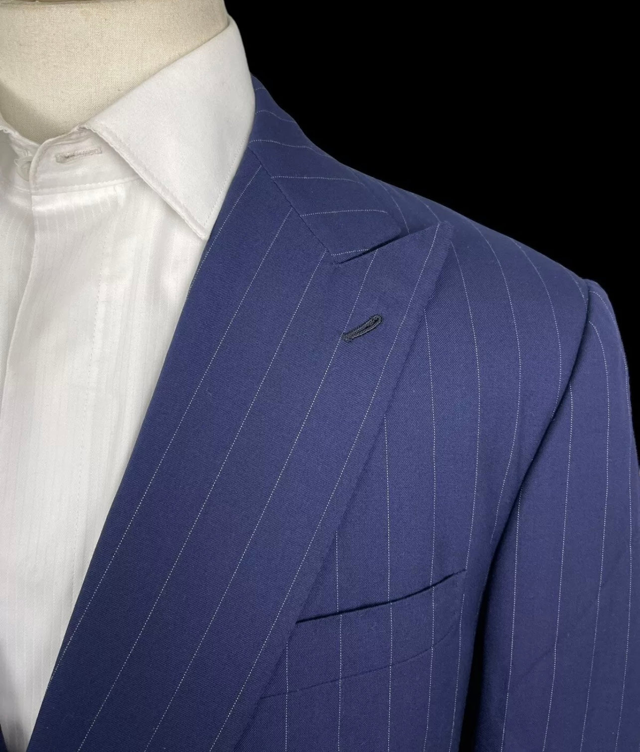 Ralph Lauren Purple Label 44L Double Breasted Blazer Navy Pinstripe Hand Tailored