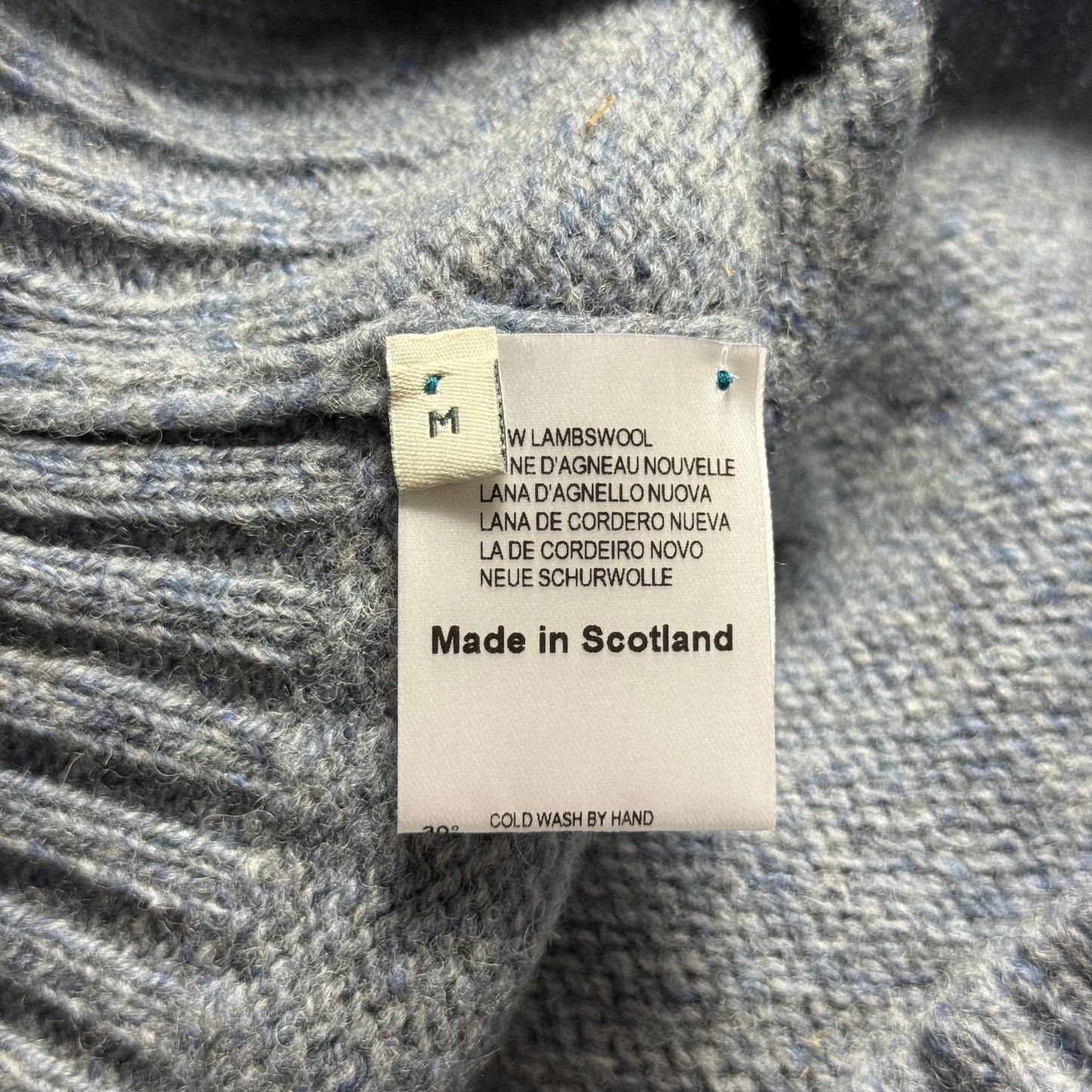 BNWT Malloch’s Wreay Shetland Wool Crew Neck Jumper Medium Pale Blue RRP £205