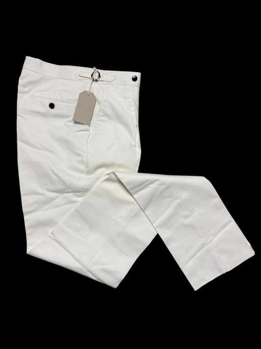 BNWT Natalino Ivory Single Pleat Brushed Cotton Trousers W30L RRP £150