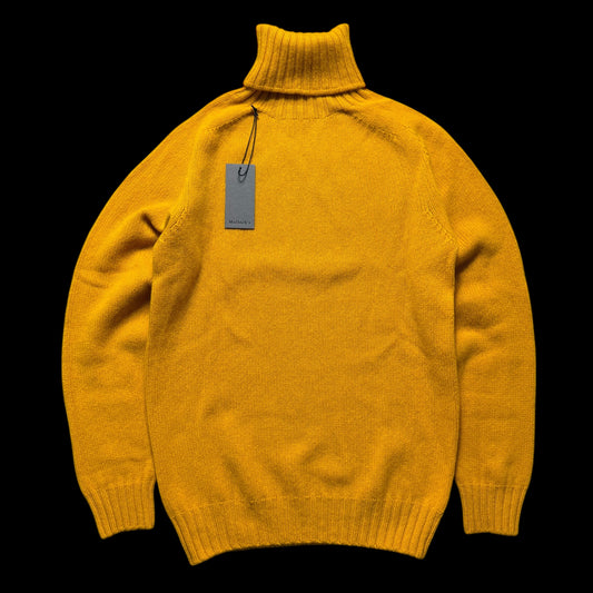 BNWT Malloch’s Linton Roll Neck Jumper Small Superfine Wool Goldeneye Yellow RRP £185