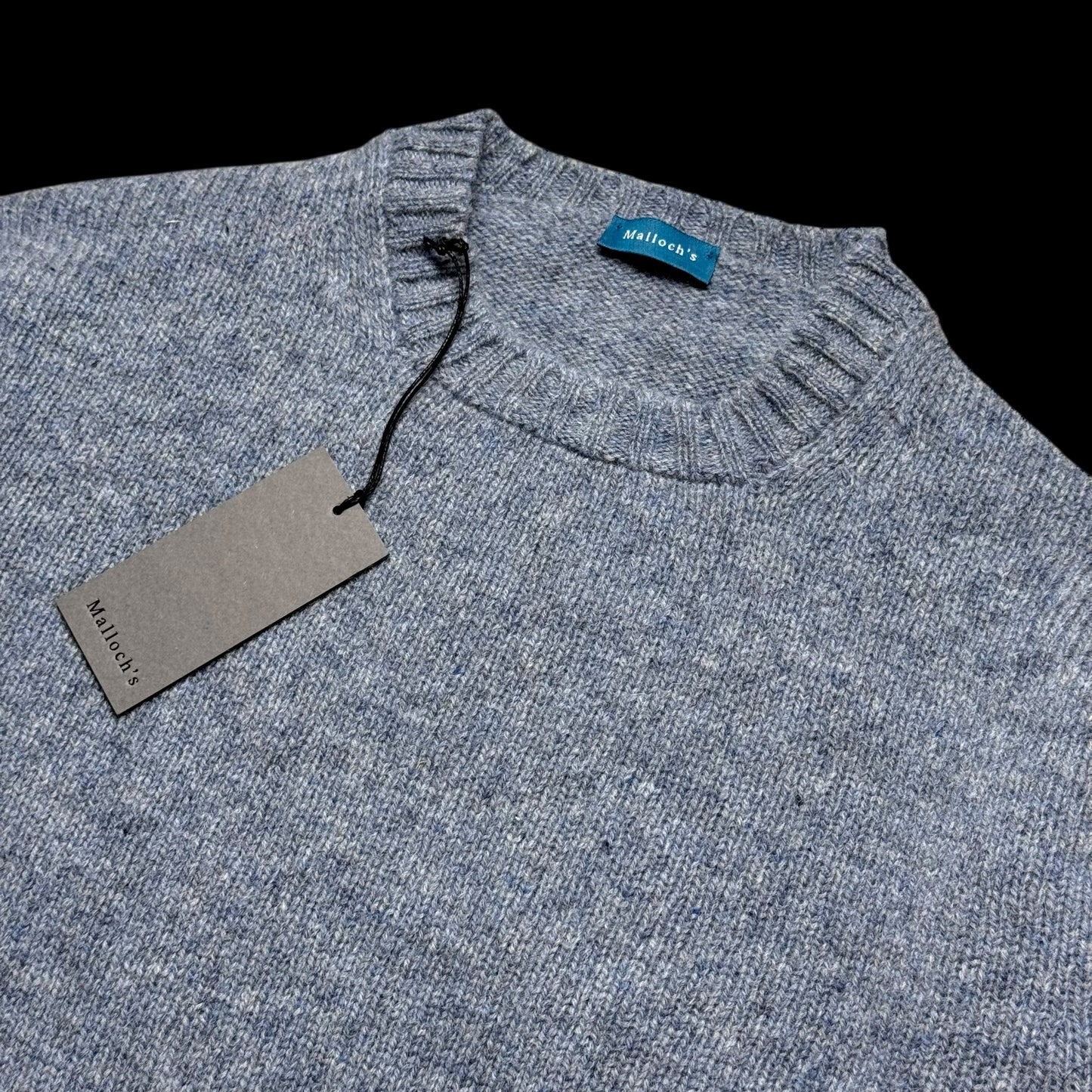 BNWT Malloch’s Wreay Shetland Wool Crew Neck Jumper Medium Pale Blue RRP £205