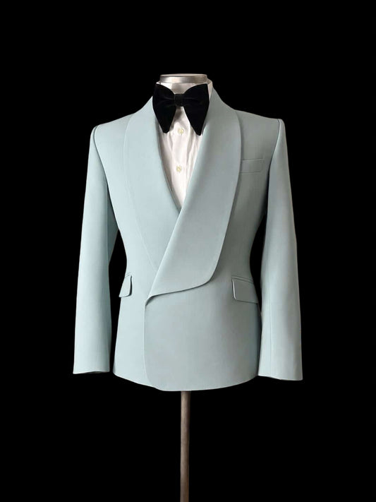 Bespoke Double Breasted Mint Green Suit 41R / W36” Holland & Sherry Solano Cloth