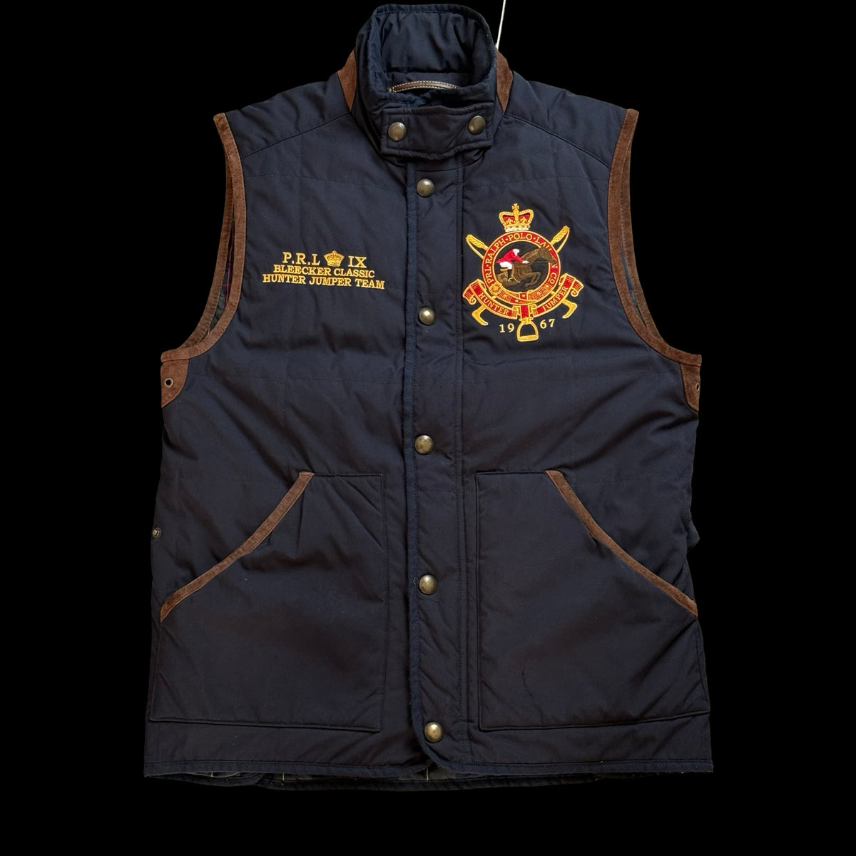 Men’s Polo Ralph Lauren Equestrian Hunter Team Gilet Vest Small Navy Bleecker