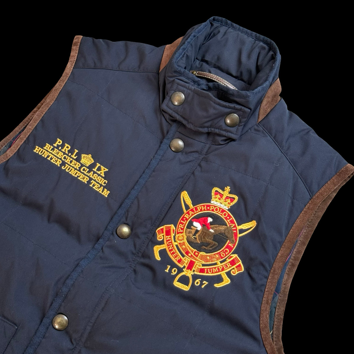 Men’s Polo Ralph Lauren Equestrian Hunter Team Gilet Vest Small Navy Bleecker
