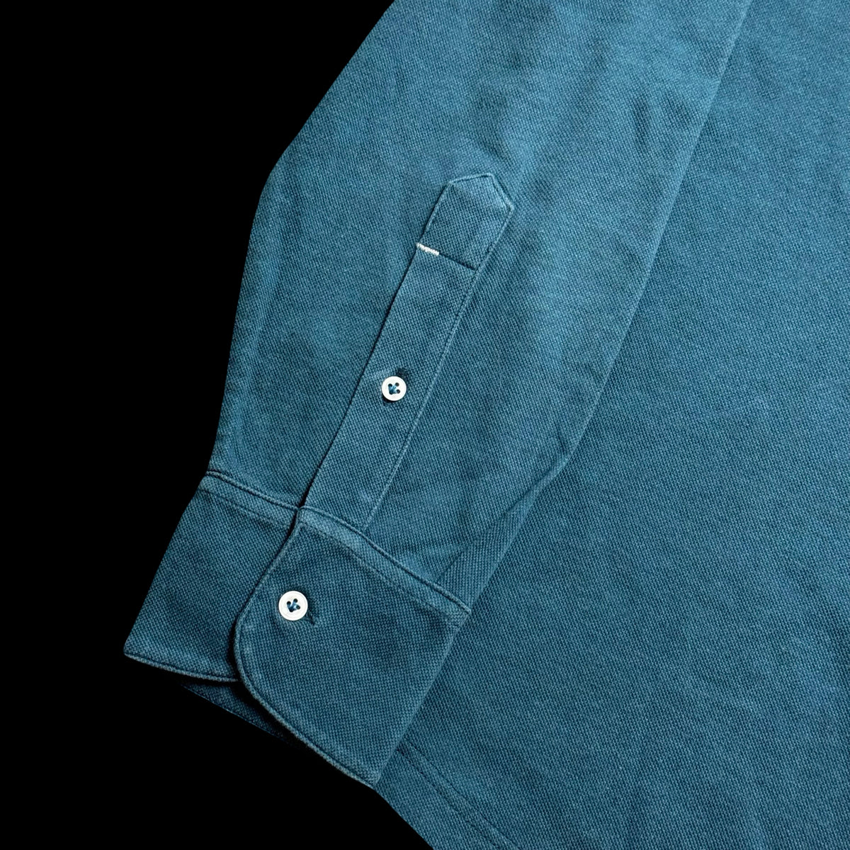Luca Faloni Teal Green Long Sleeve Cotton Pique Polo Shirt XL