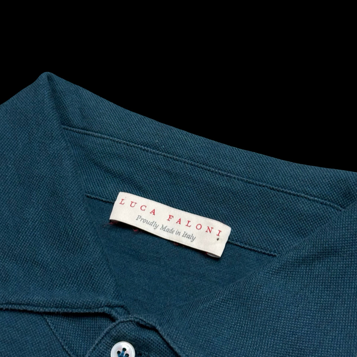 Luca Faloni Teal Green Long Sleeve Cotton Pique Polo Shirt XL