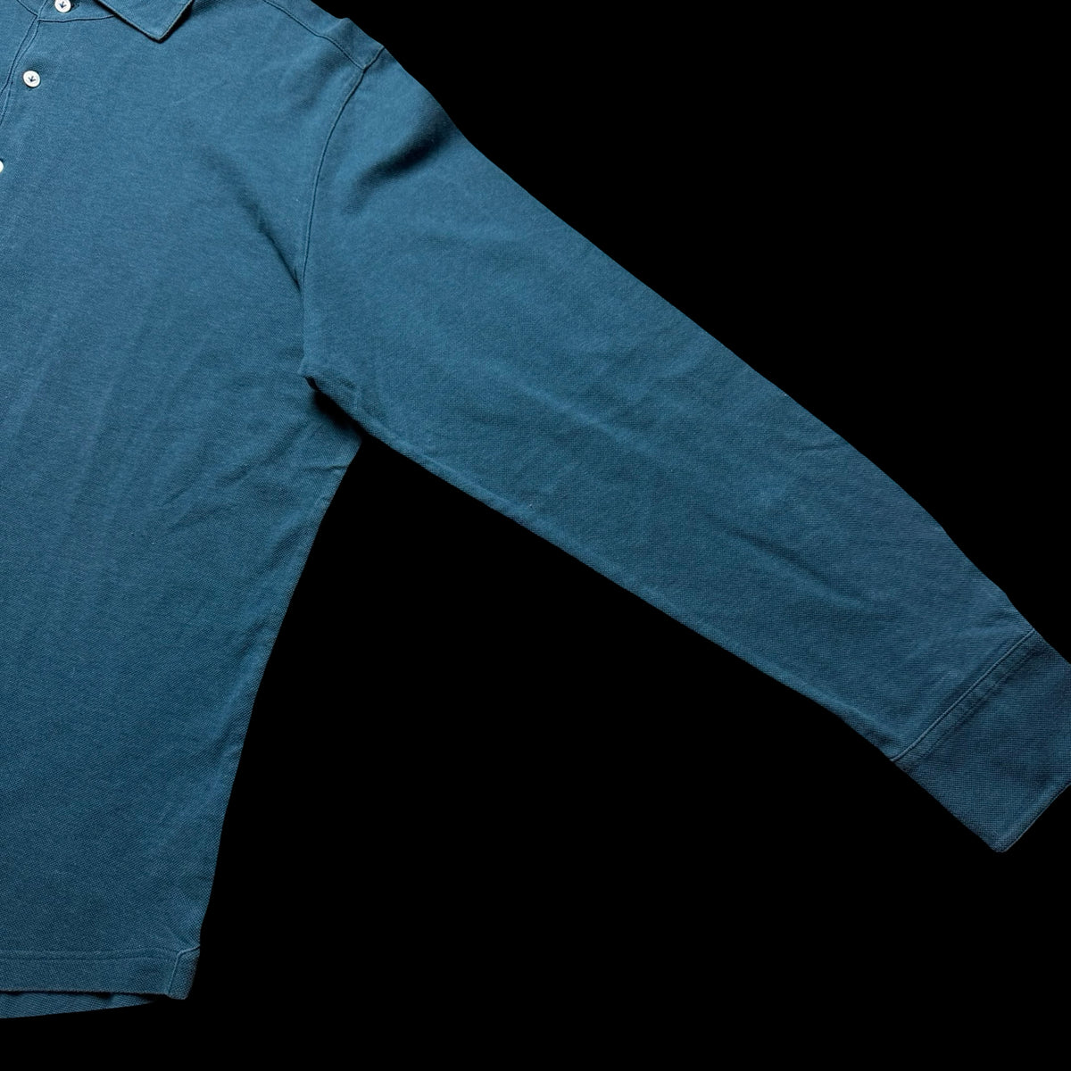 Luca Faloni Teal Green Long Sleeve Cotton Pique Polo Shirt XL