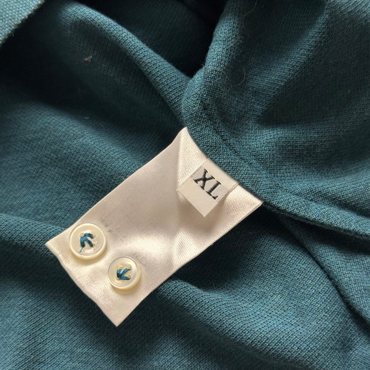 Luca Faloni Teal Green Long Sleeve Cotton Pique Polo Shirt XL