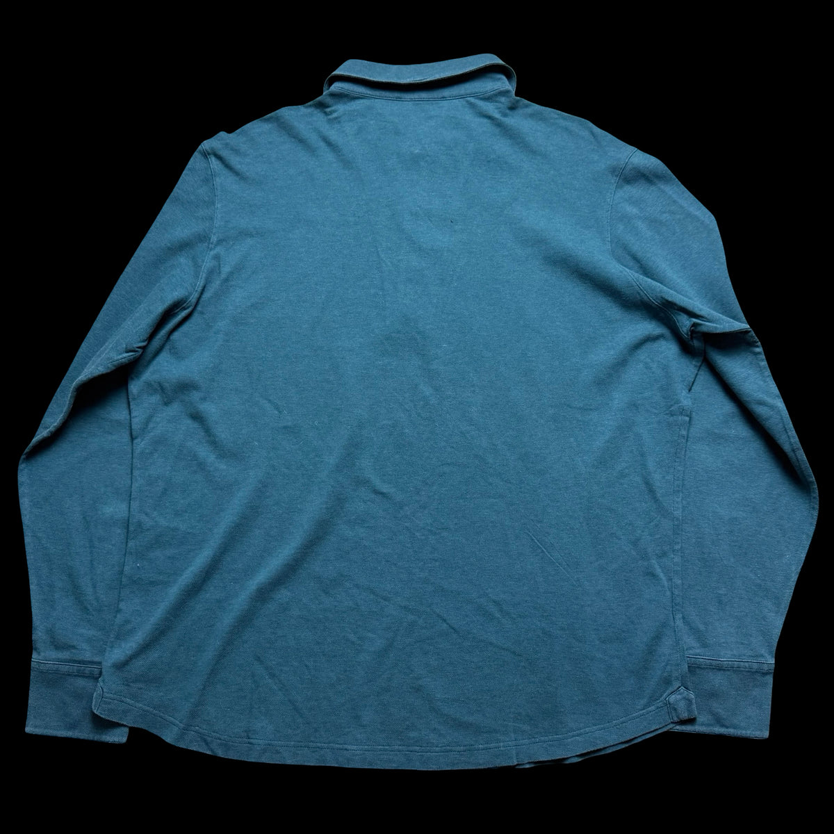 Luca Faloni Teal Green Long Sleeve Cotton Pique Polo Shirt XL
