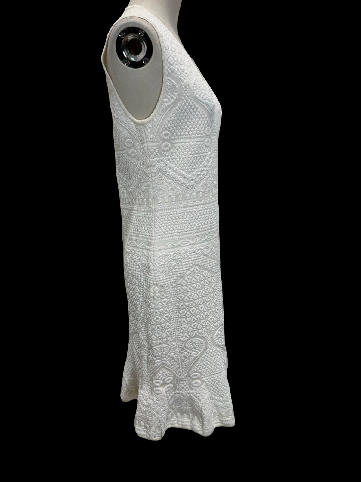 BNWT Roberto Cavalli White Knit Jacquard Sleeveless V-Neck Dress IT46 UK14