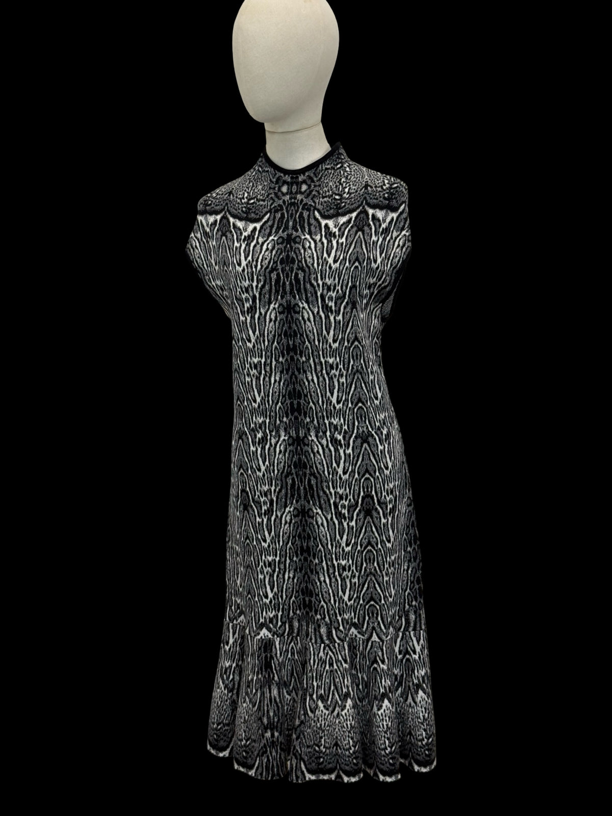ROBERTO CAVALLI Black &amp; White Animal Print Knit Dress IT44 UK12&nbsp;