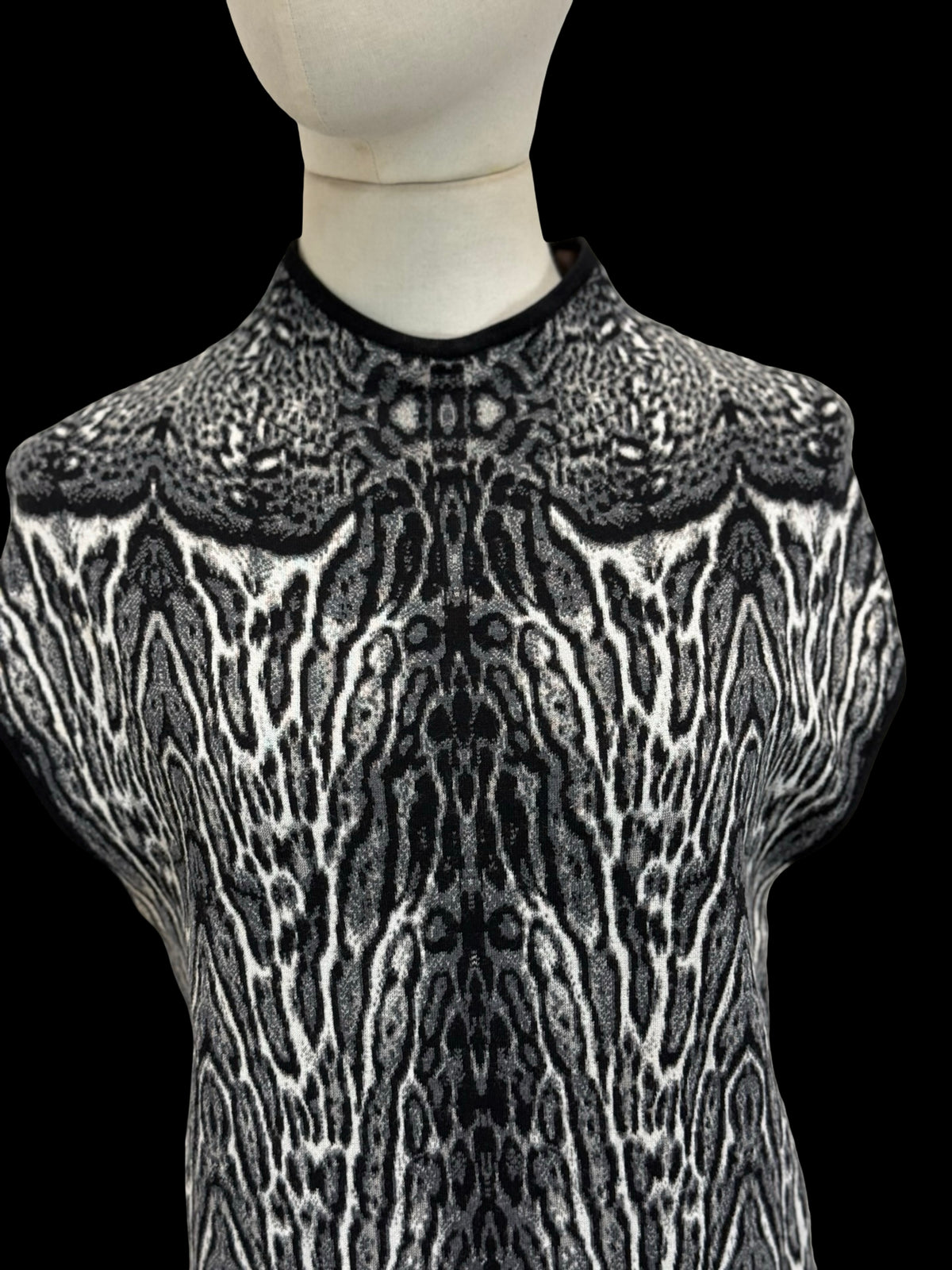 ROBERTO CAVALLI Black &amp; White Animal Print Knit Dress IT44 UK12&nbsp;