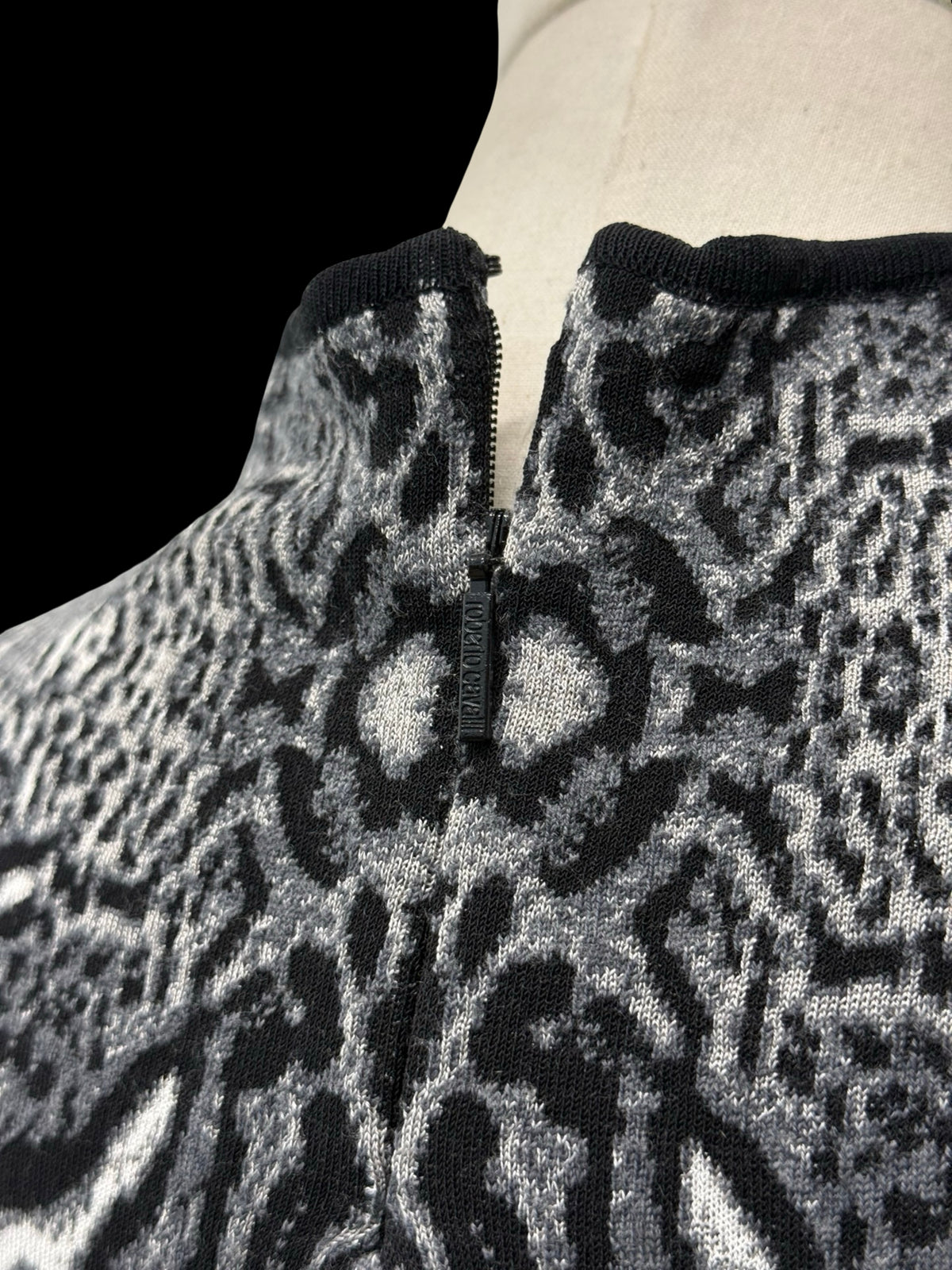 ROBERTO CAVALLI Black &amp; White Animal Print Knit Dress IT44 UK12&nbsp;