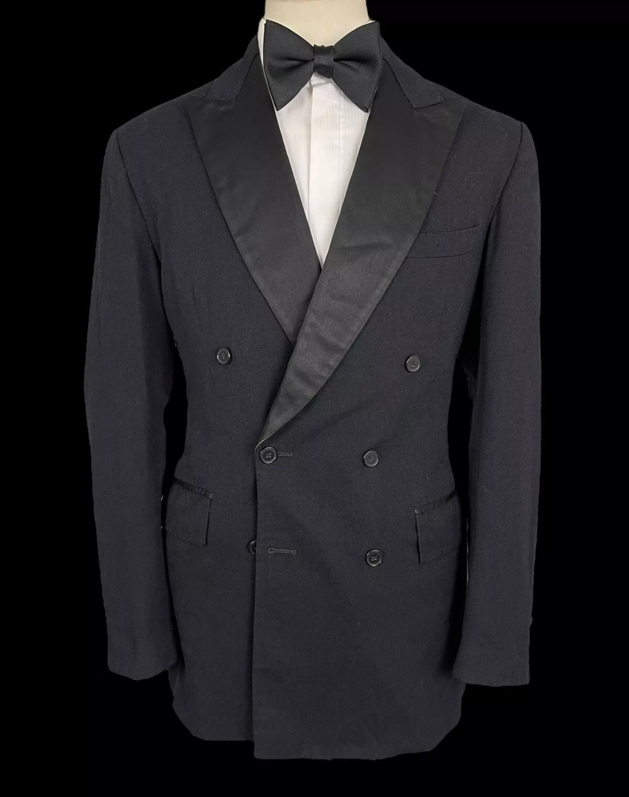 Aspers London Bespoke Tuxedo Jacket 42L Double Breasted Navy Peak Lapels