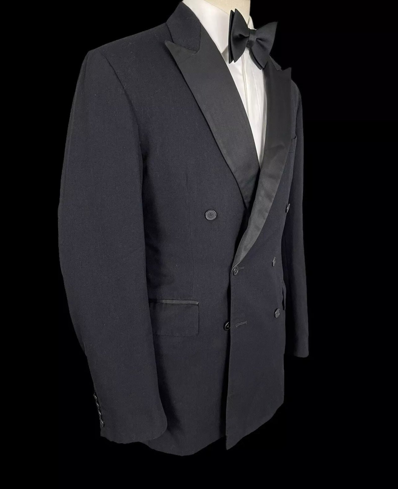 Aspers London Bespoke Tuxedo Jacket 42L Double Breasted Navy Peak Lapels