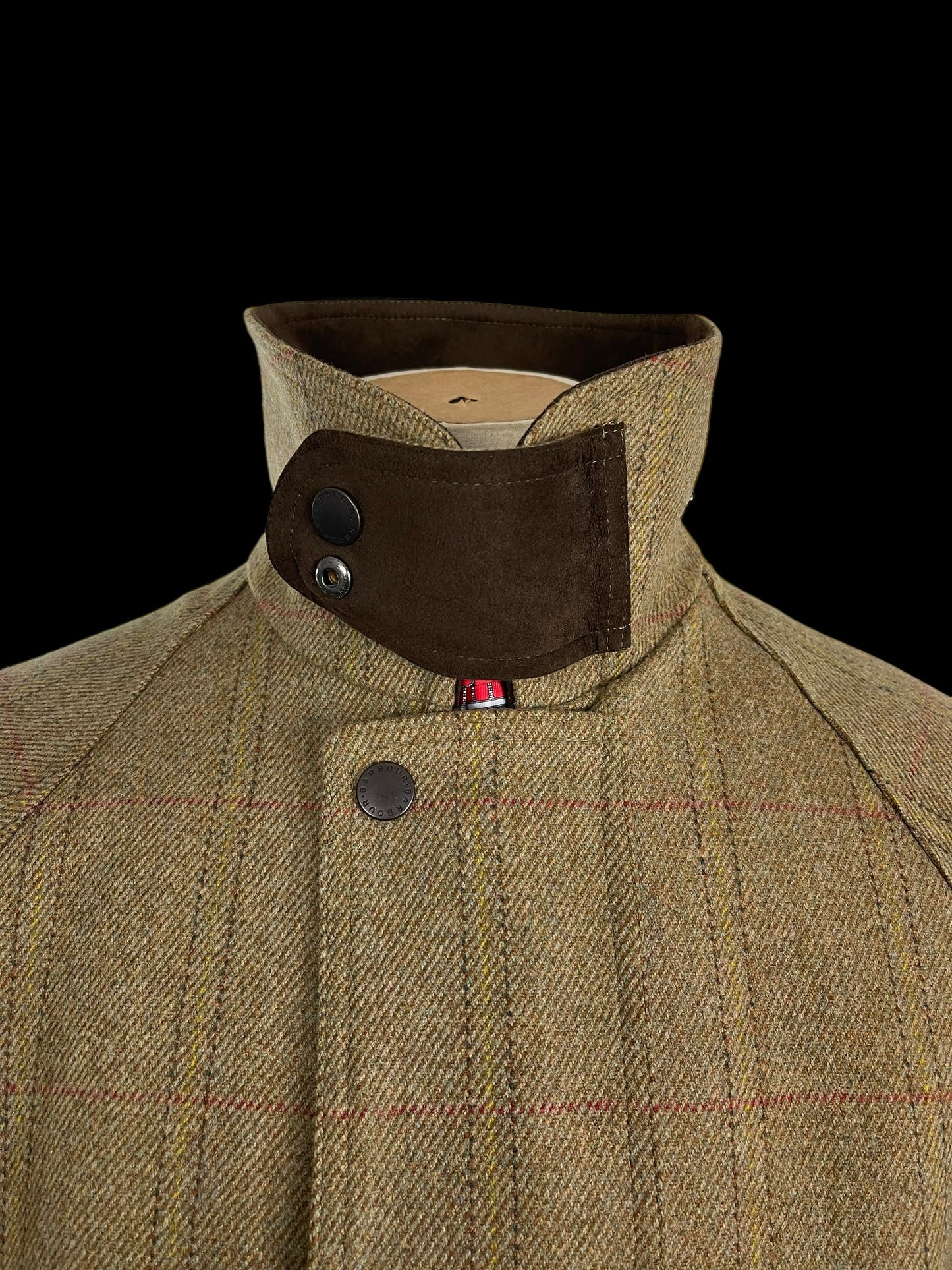 Barbour Tweed Field Coat Double Twist Large Green Country Shooting Merino Wool